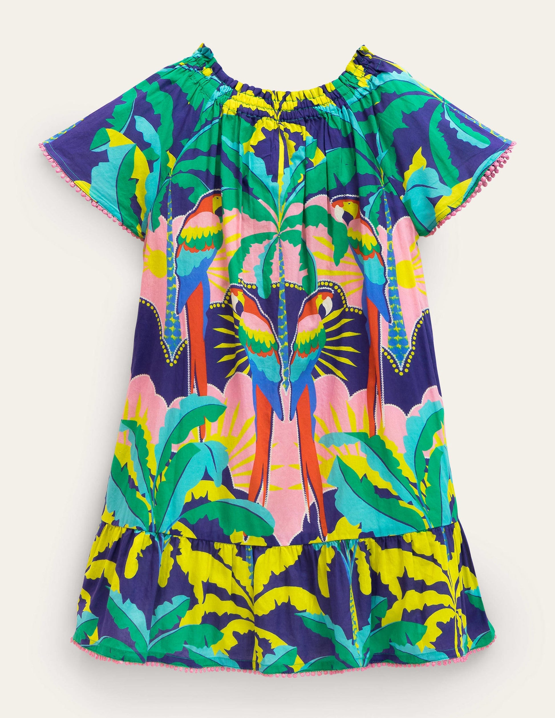 Caftan à smocks-Perroquet multi-2