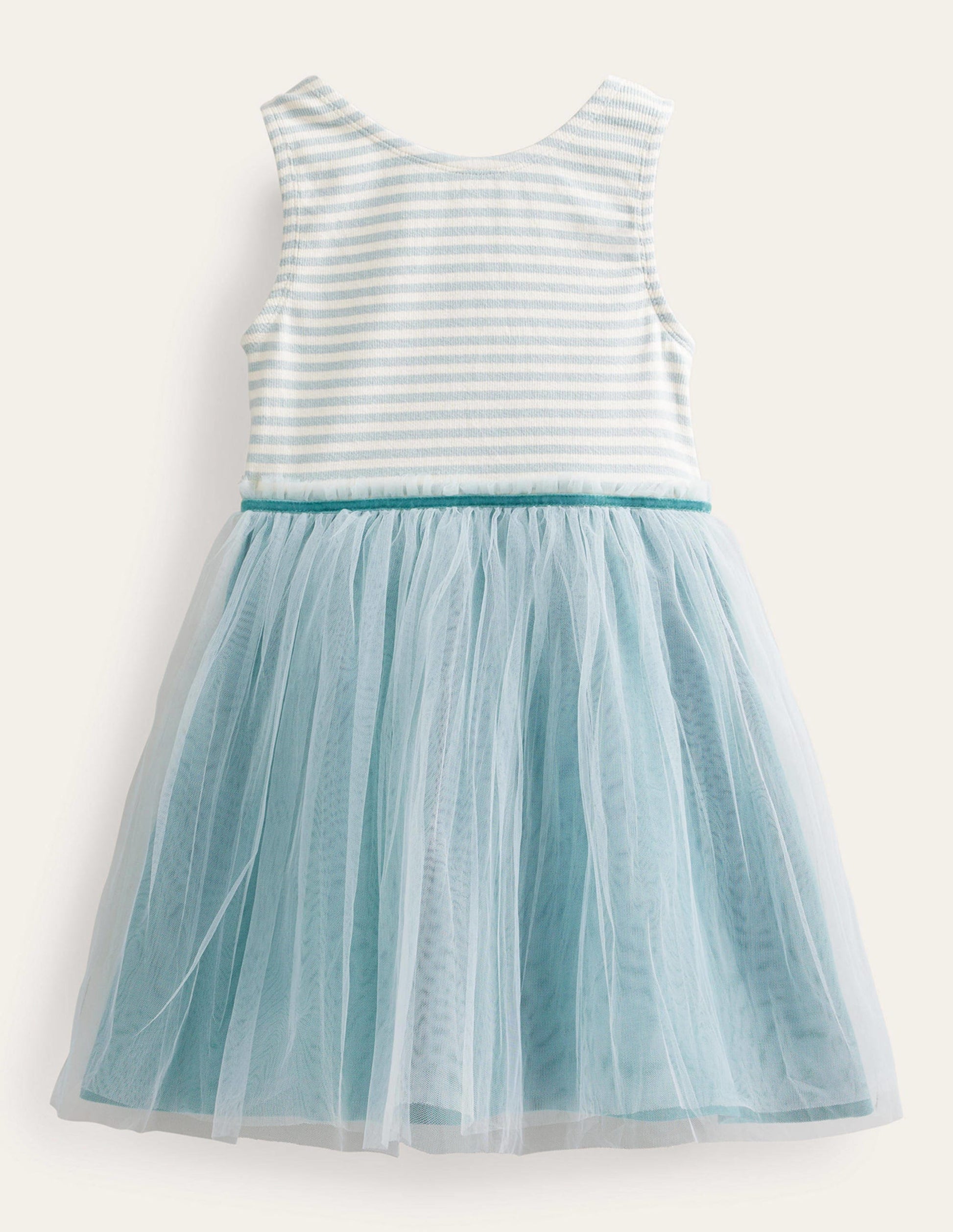 Kleid aus Jersey-Tüll-Mix-Tropisches Regengrün-1