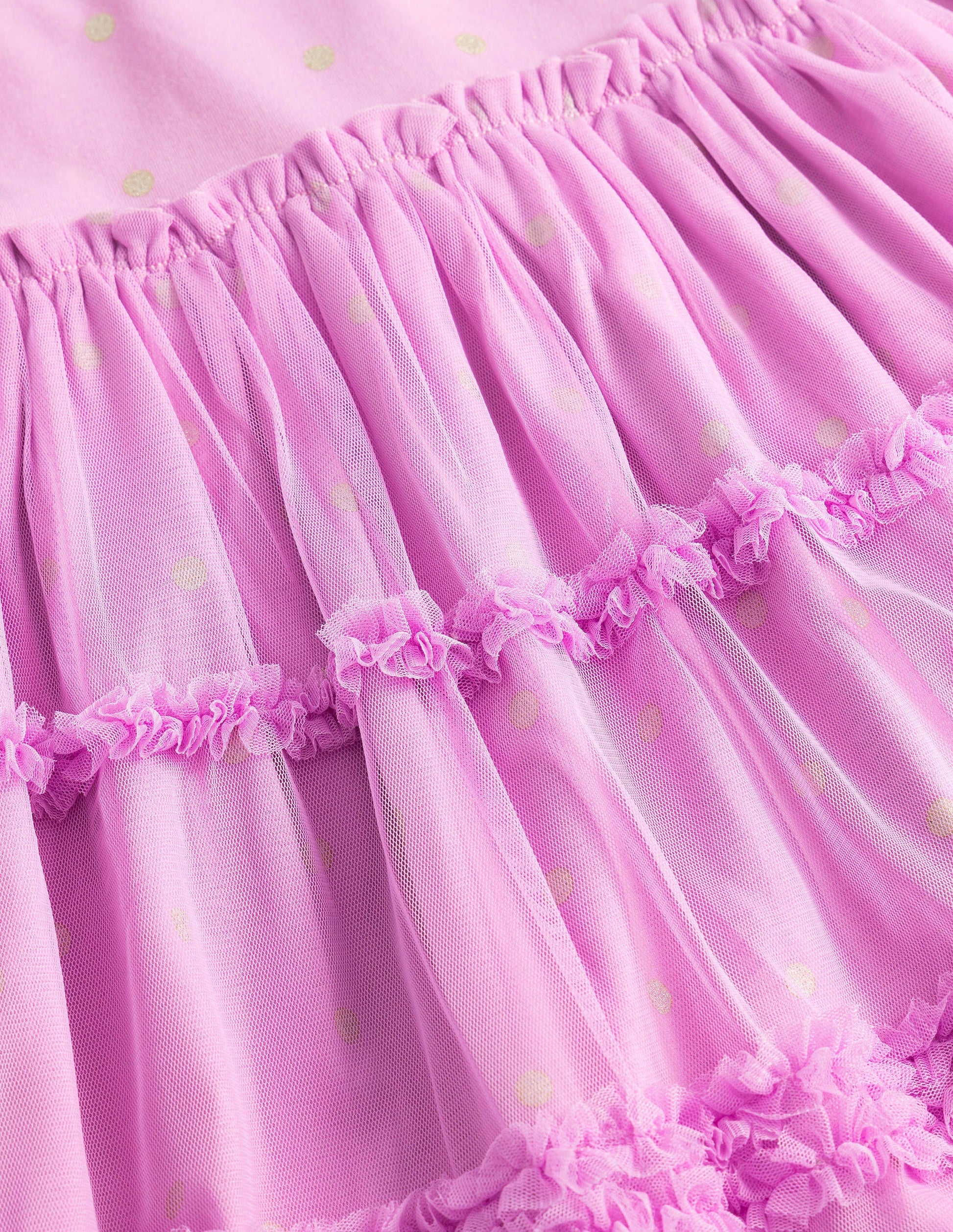 Long Sleeve Jersey Tulle Dress-Orchid Petal Pink/Gold Spot-3