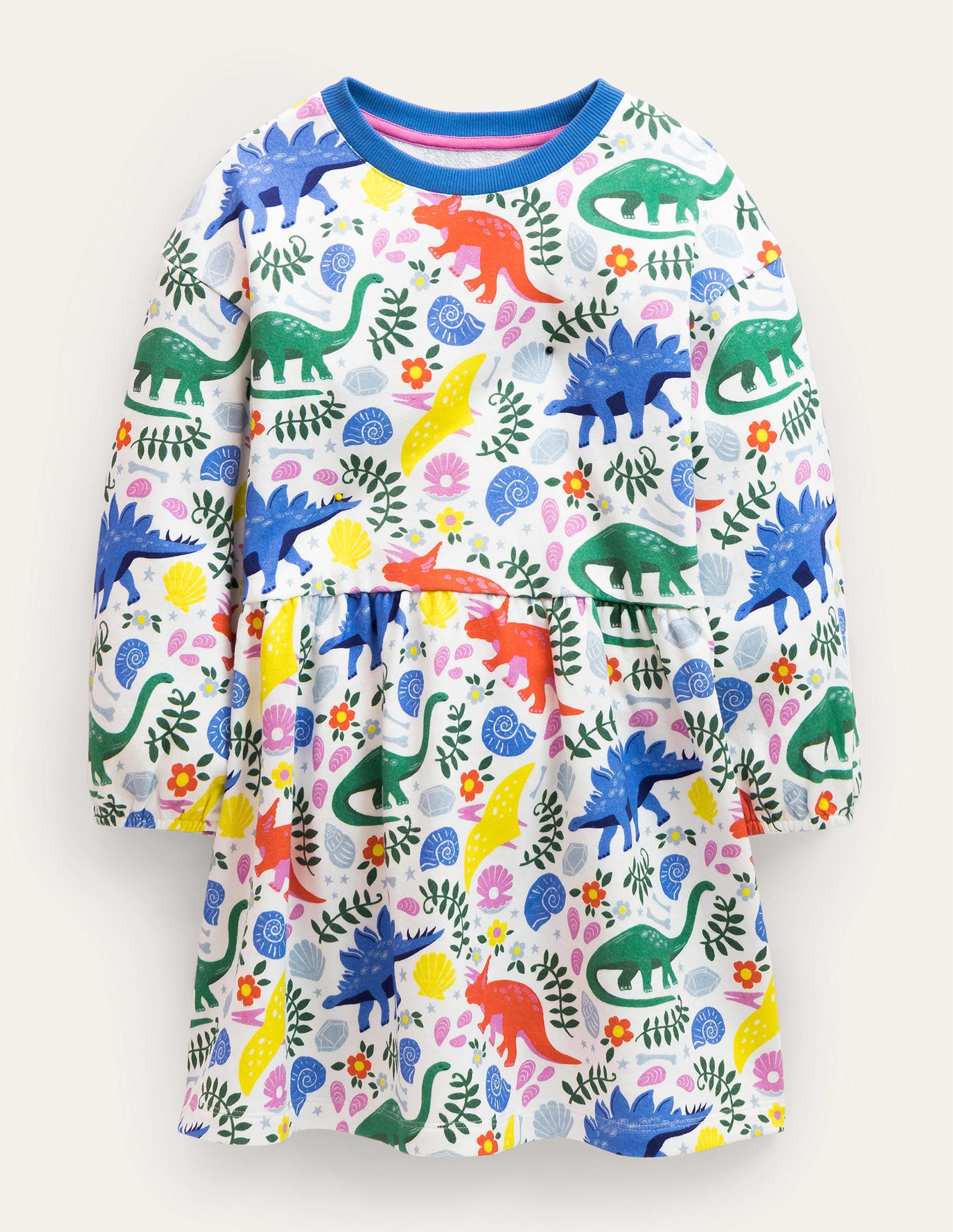 Jerseykleid mit abgesetzter Schulter-Vanille, Dinosaurier - Image 1