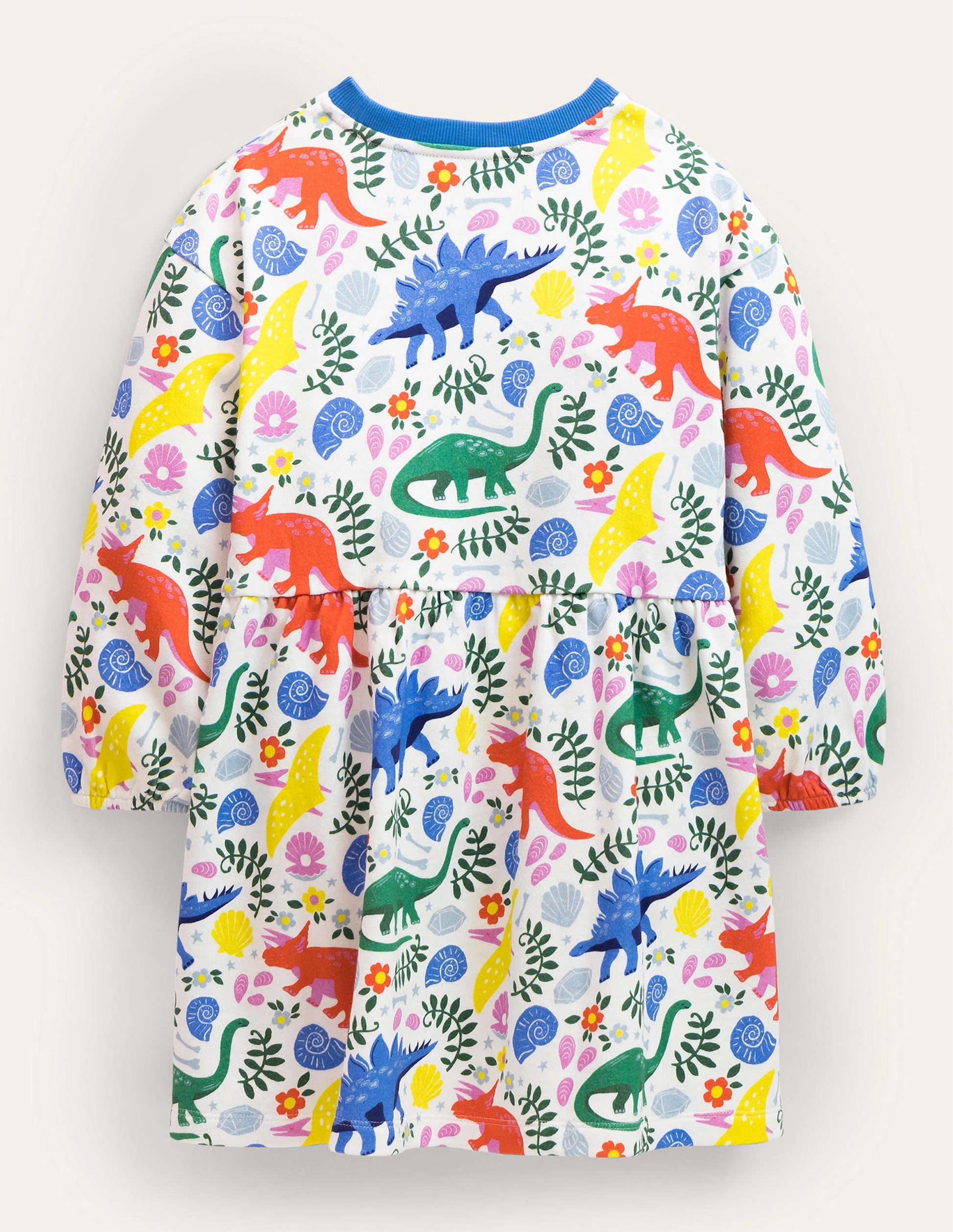 Jerseykleid mit abgesetzter Schulter-Vanille, Dinosaurier-2