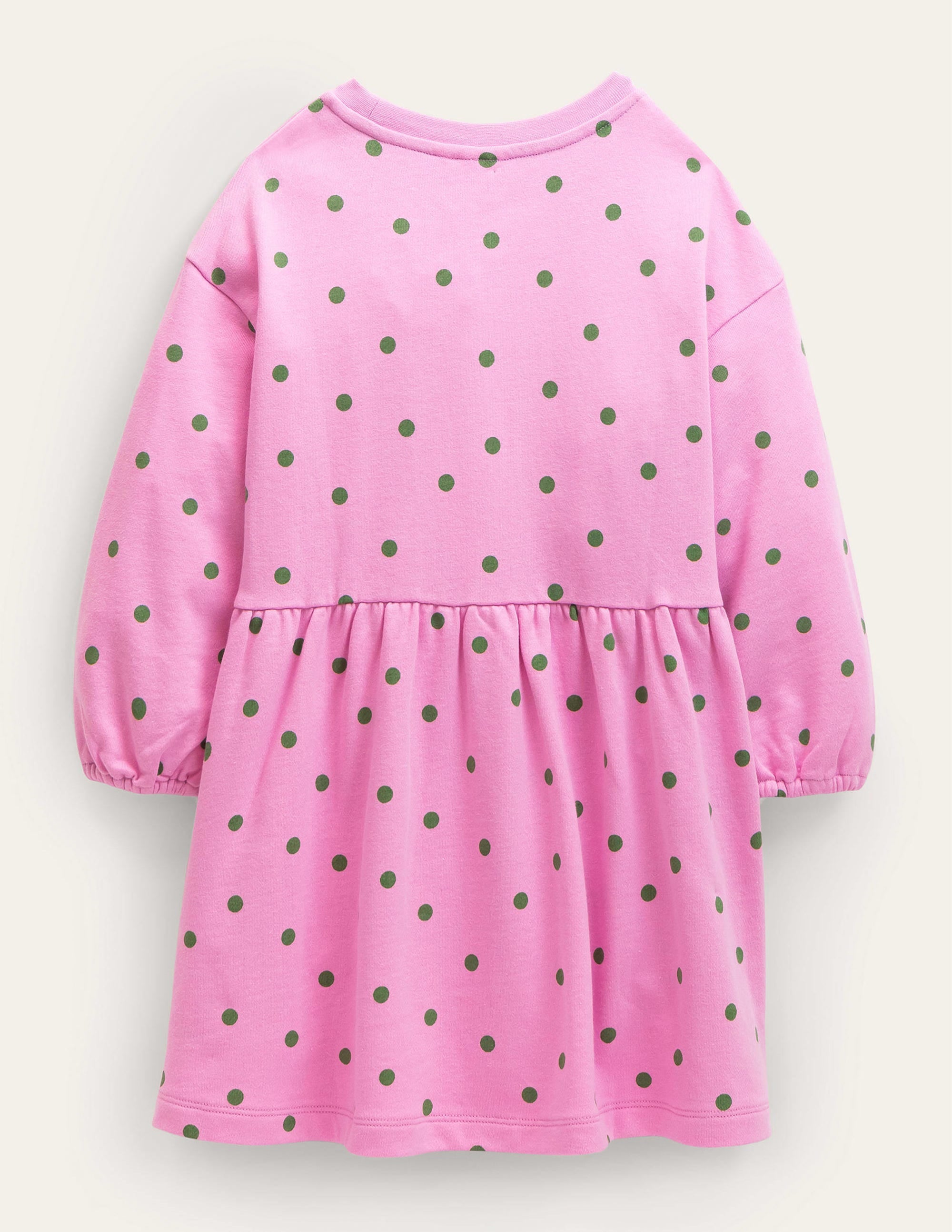 Jerseykleid mit abgesetzter Schulter-Fliederrosa/Safarigrün, Getupft - Image 2