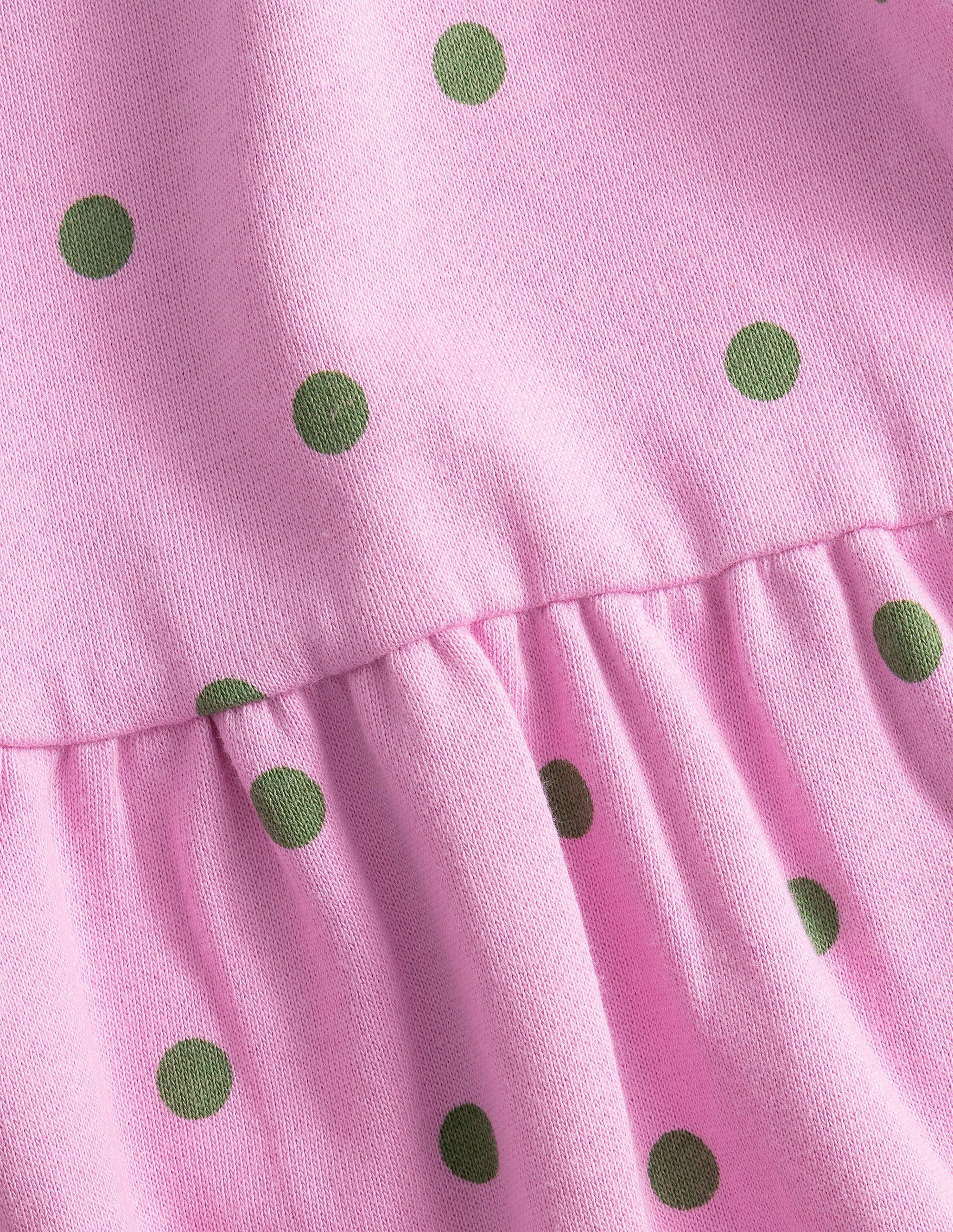 Jerseykleid mit abgesetzter Schulter-Fliederrosa/Safarigrün, Getupft - Image 3