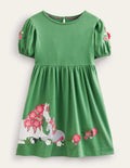 Jerseykleid mit Applikation-Dunkles Grasgrün, Pferde