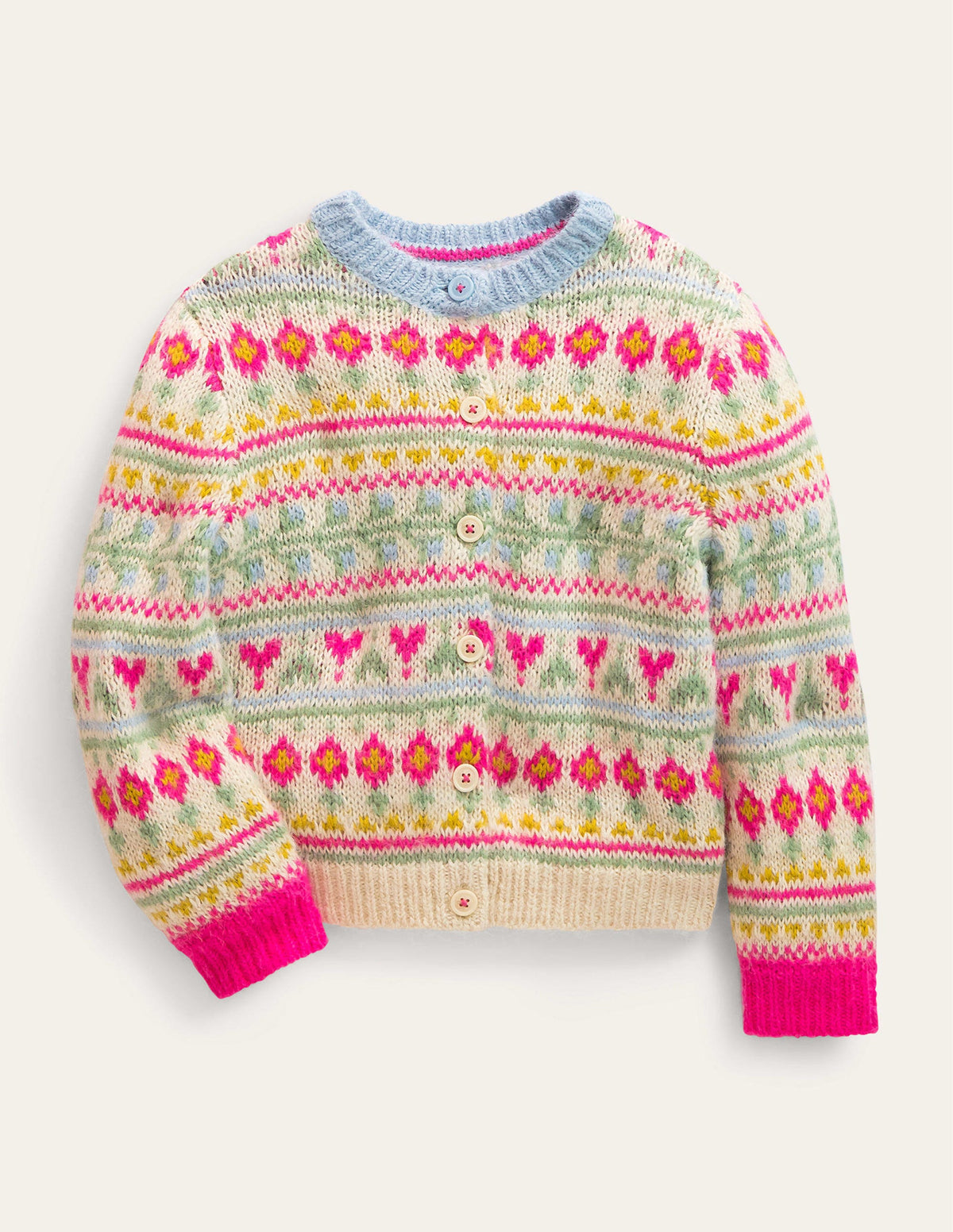 Flauschiger Fair-Isle-Cardigan-Bunt-1
