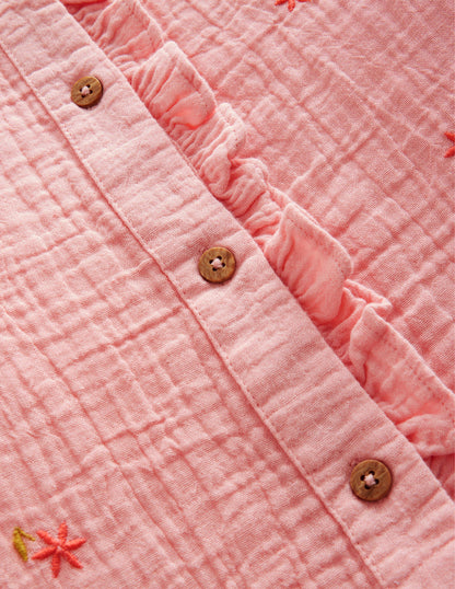 Double Cloth Embroidered Top-Dusty Pink Floral