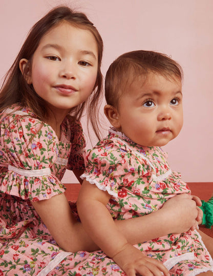 Robe de fête imprimée avec dentelle-Rose grimpante