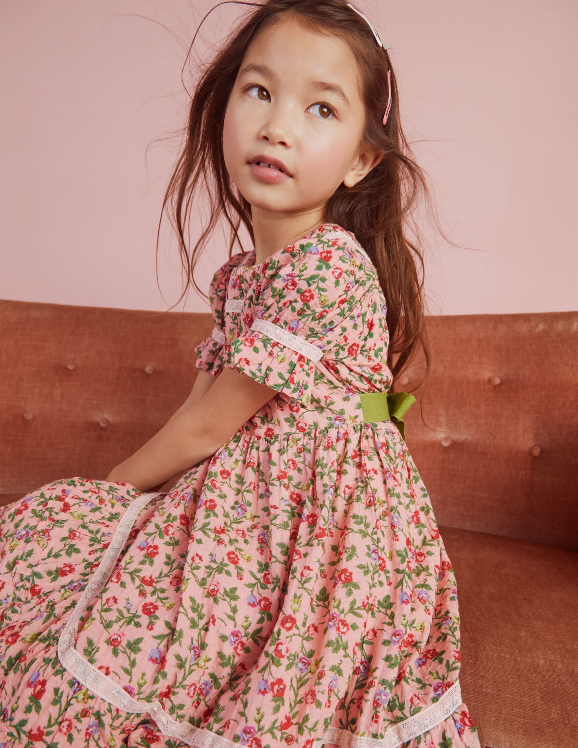 Robe de fête imprimée avec dentelle-Rose grimpante - Image 6
