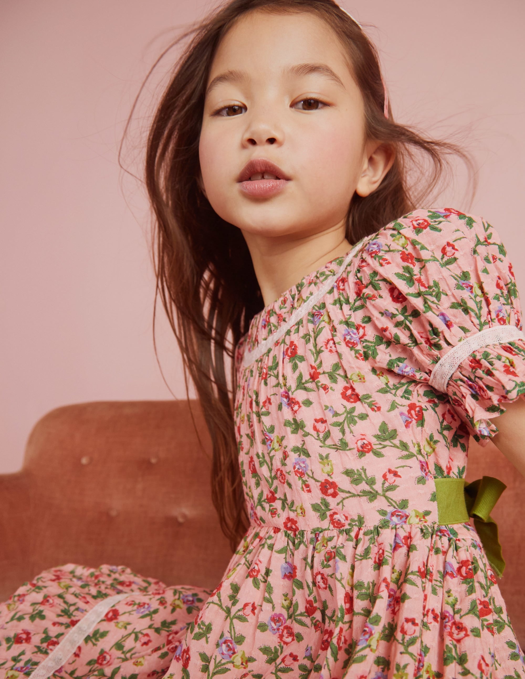 Robe de fête imprimée avec dentelle-Rose grimpante - Image 7
