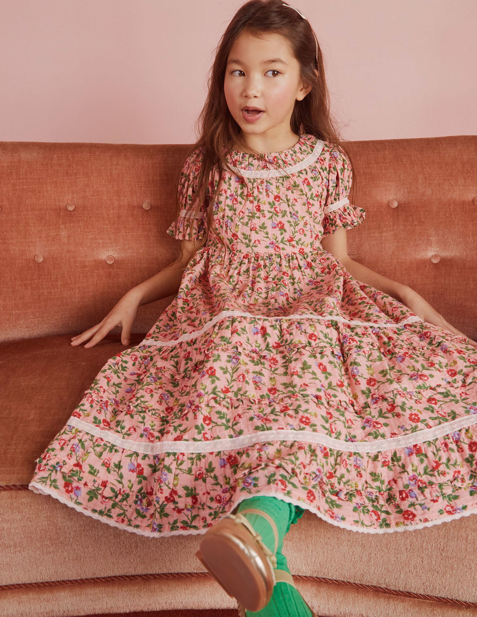 Robe de fête imprimée avec dentelle-Rose grimpante - Image 9