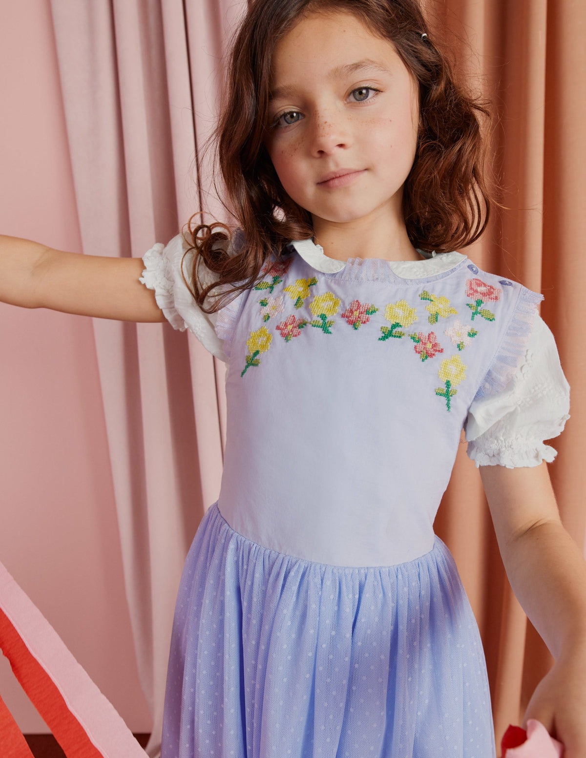Besticktes Kleid mit überkreuzten Trägern-Hellblau - Image 7