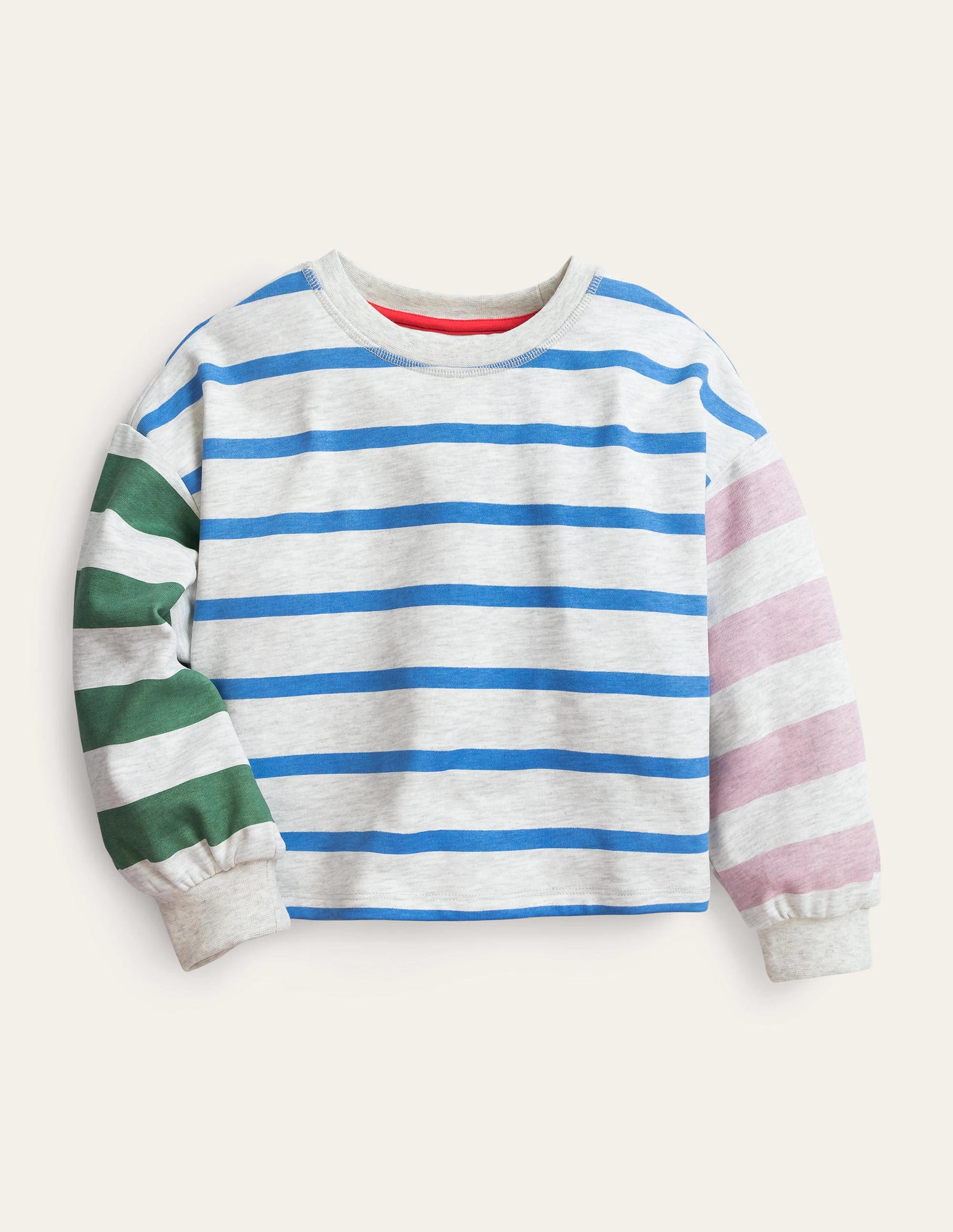 Pullover mit voluminösen Ärmeln-Hellbeige/Penzance-Blau - Image 1