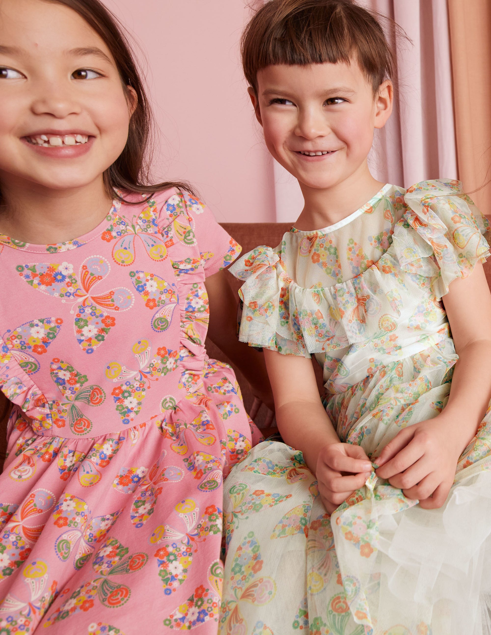 Tüllkleid mit Rüschen-Naturweiß/Bunt, Schmetterlinge - Image 5
