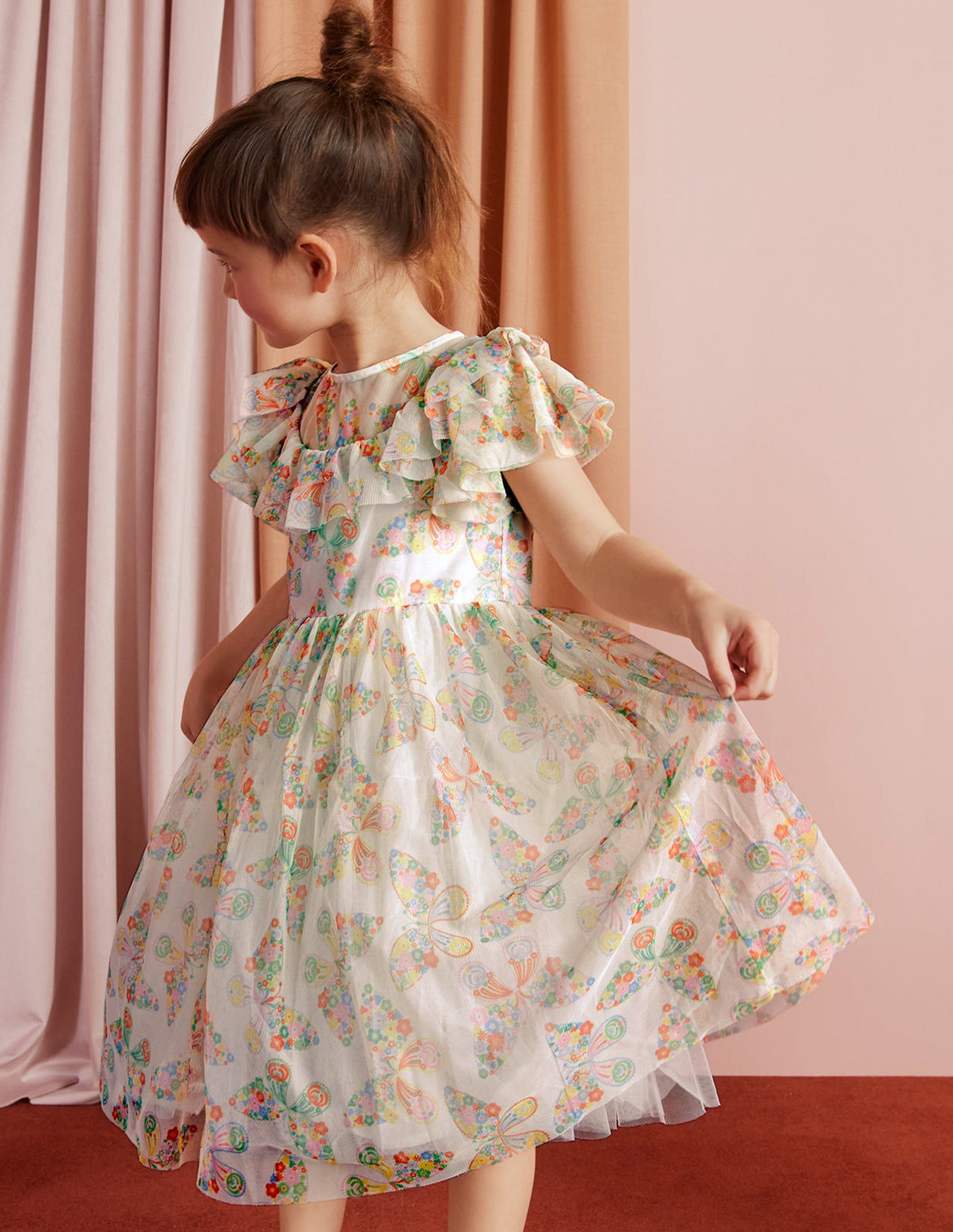 Tüllkleid mit Rüschen-Naturweiß/Bunt, Schmetterlinge - Image 6