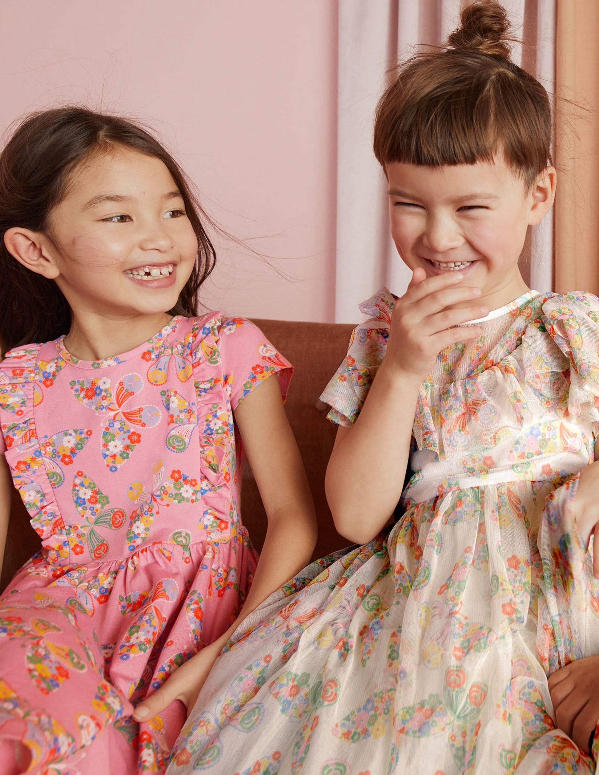 Tüllkleid mit Rüschen-Naturweiß/Bunt, Schmetterlinge-9