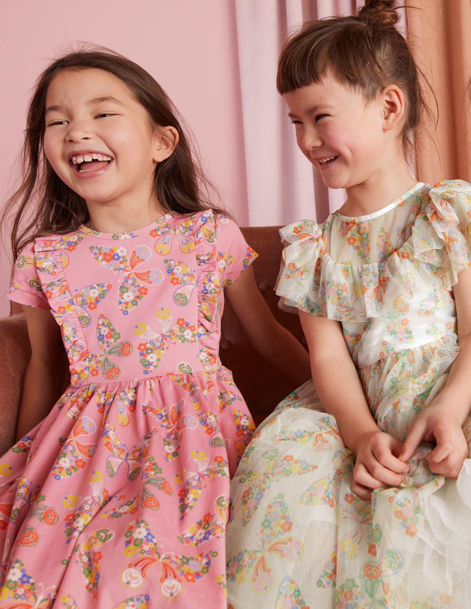Tüllkleid mit Rüschen-Naturweiß/Bunt, Schmetterlinge-12