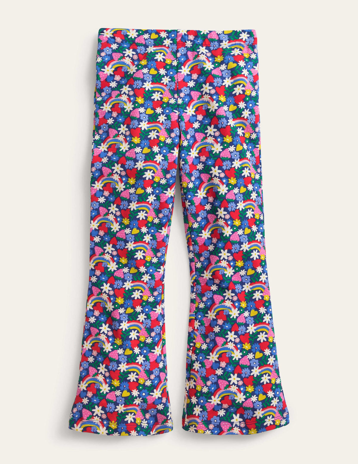 Leggings mit leichtem Schlag und Druck-Bunt, Regenbogenblumen-1
