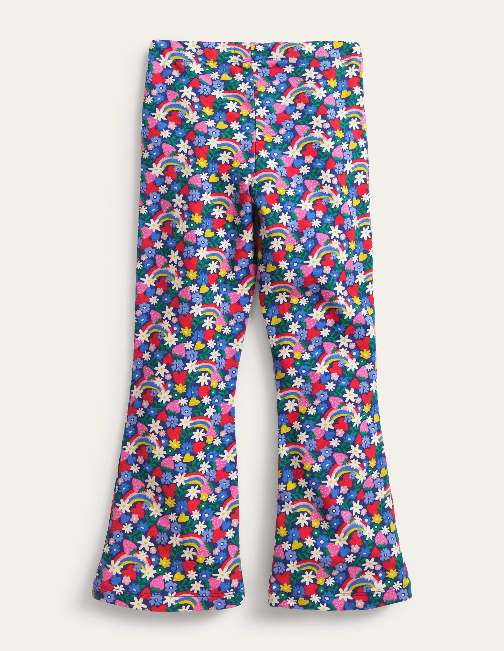 Leggings mit leichtem Schlag und Druck-Bunt, Regenbogenblumen-2