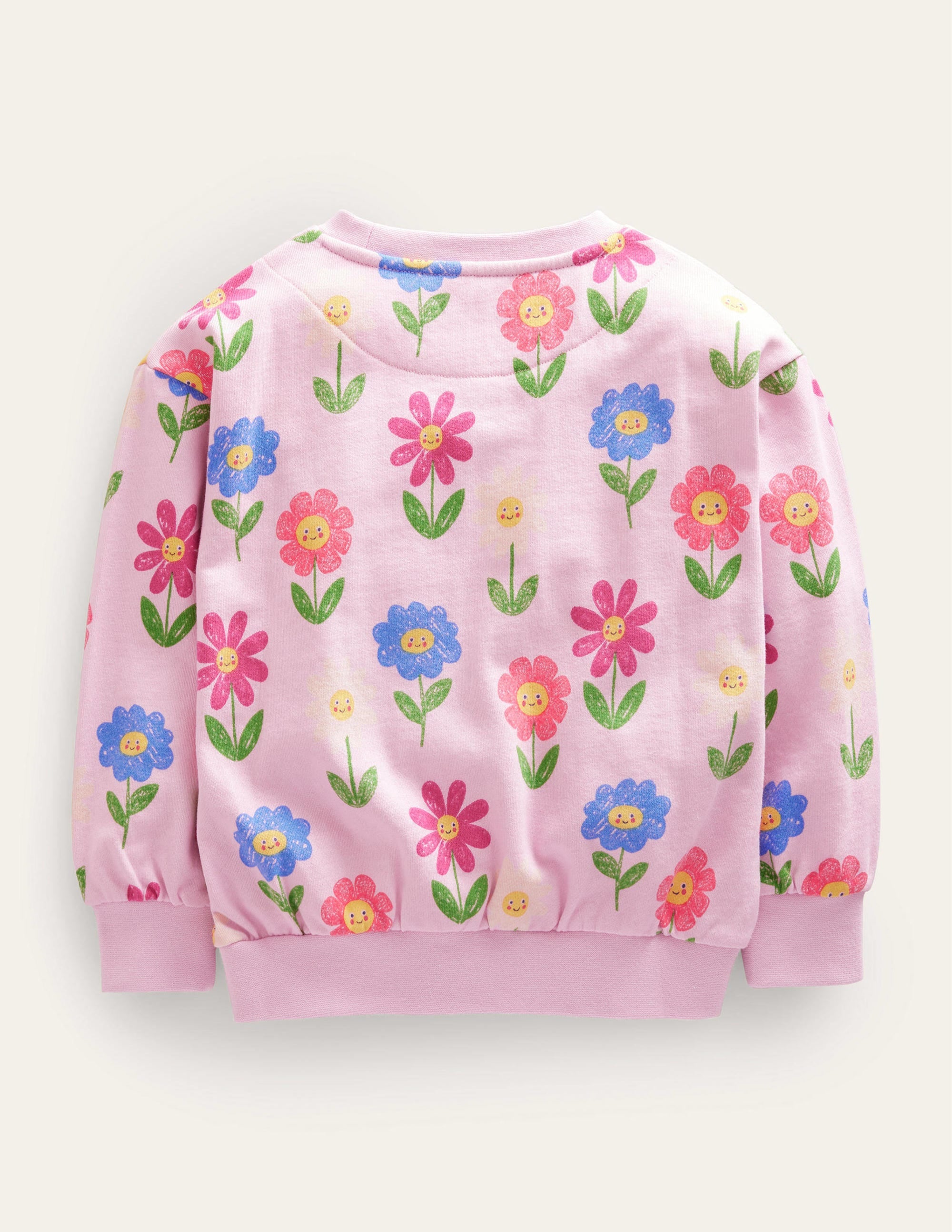 Lockeres, gemustertes Sweatshirt-Pastellrosa, Blumen - Image 2