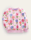 Lockeres, gemustertes Sweatshirt-Pastellrosa, Blumen