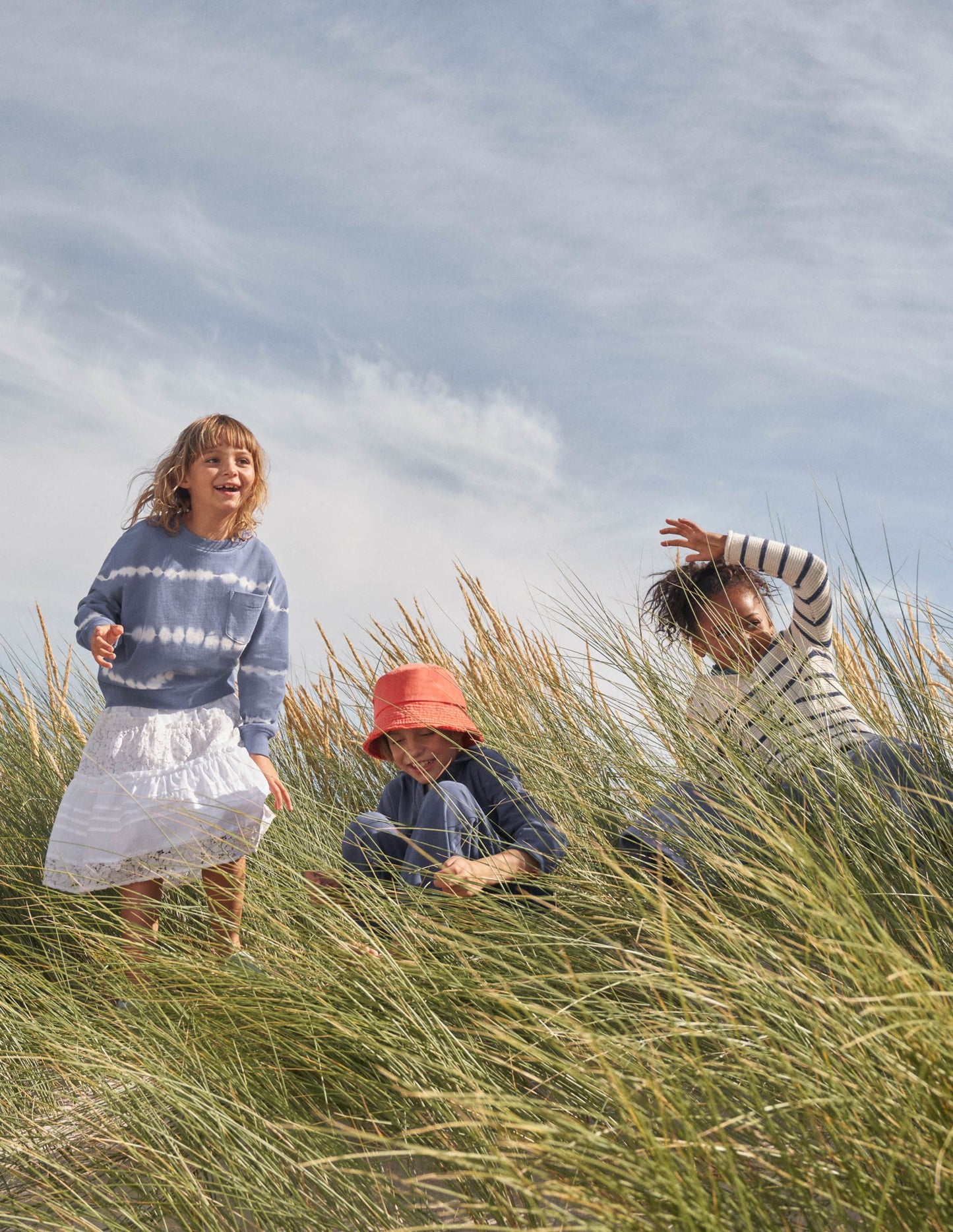 Pullover im maritimen Stil-Ecru Meliert, Gestreift