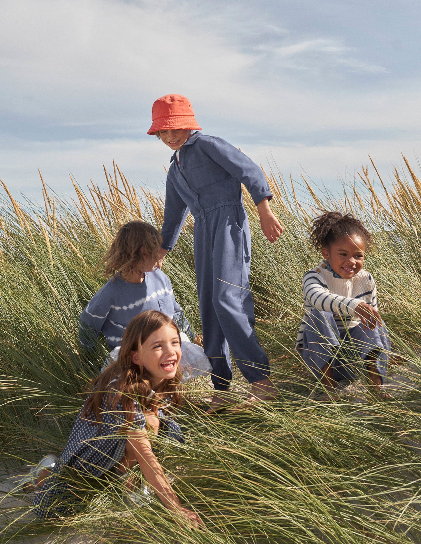 Pullover im maritimen Stil-Ecru Meliert, Gestreift