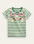 T-Shirt mit Flatterdetails-Schottengrün/Vanille