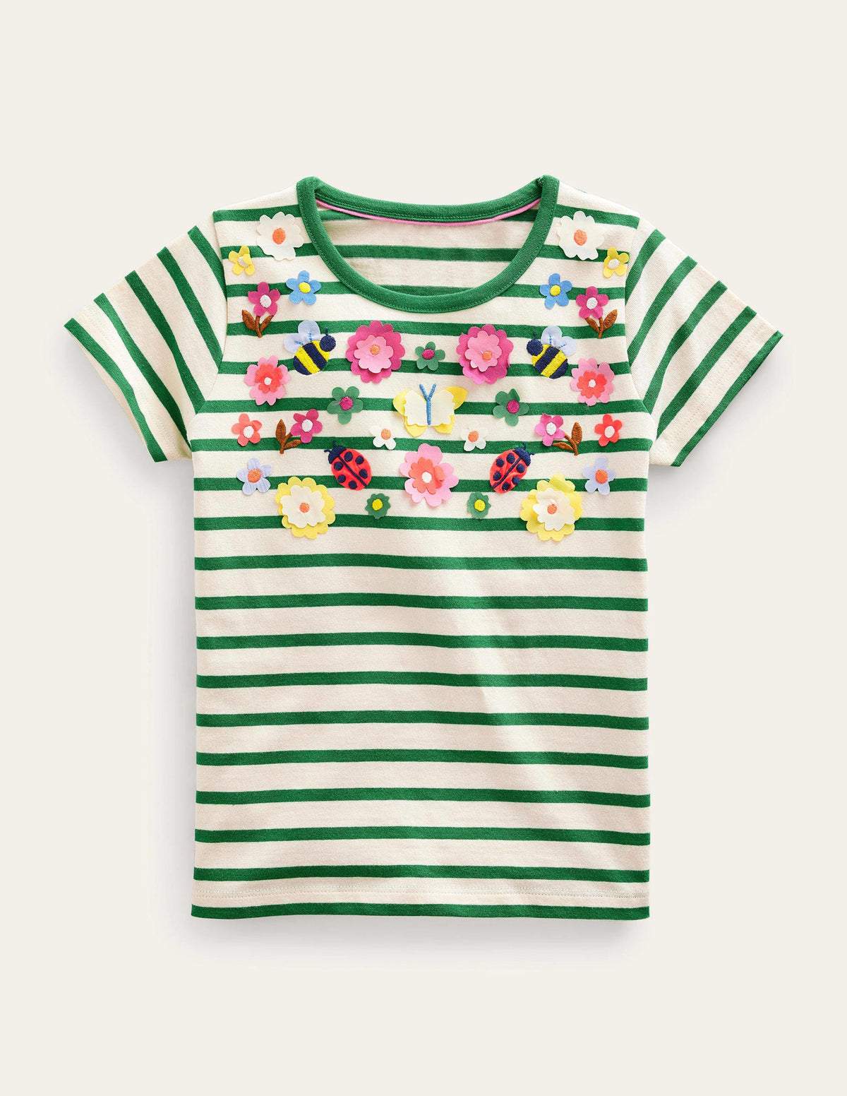 T-Shirt mit Flatterdetails-Schottengrün/Vanille - Image 1
