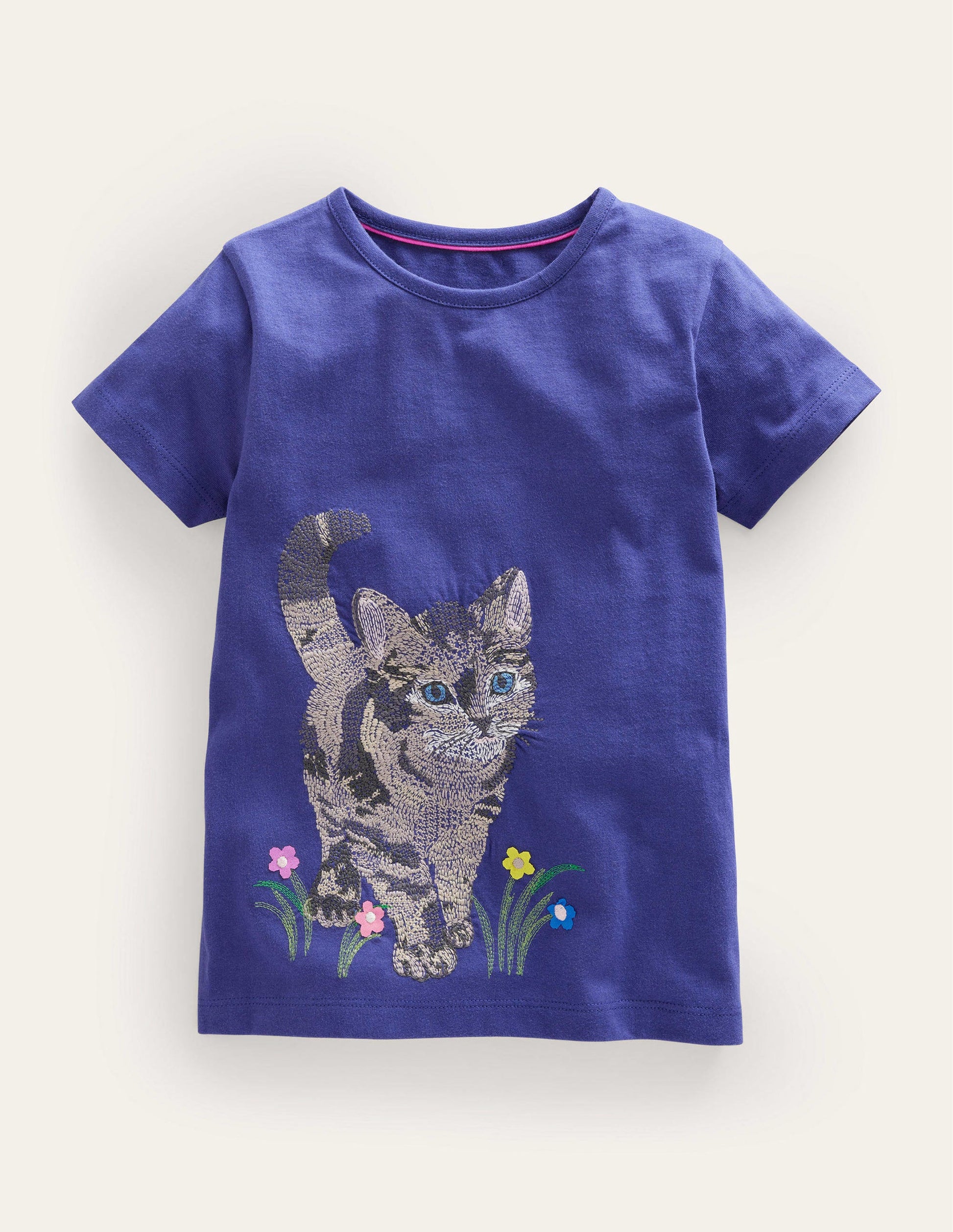 T-Shirt mit Superstitch-Logo-Segelblau, Katze-1