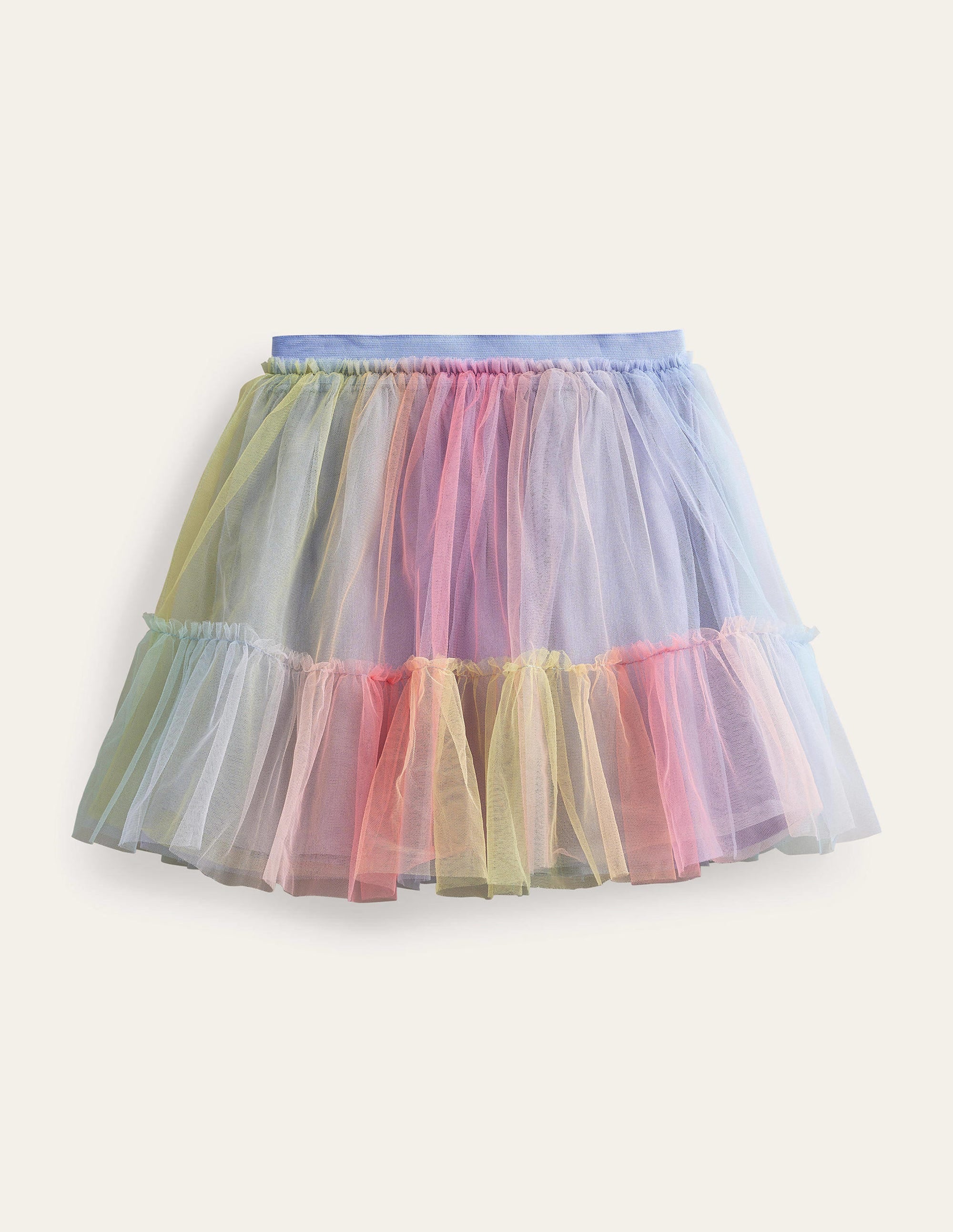 Jupe imprimée en tulle à volants-Dégradé - Image 1