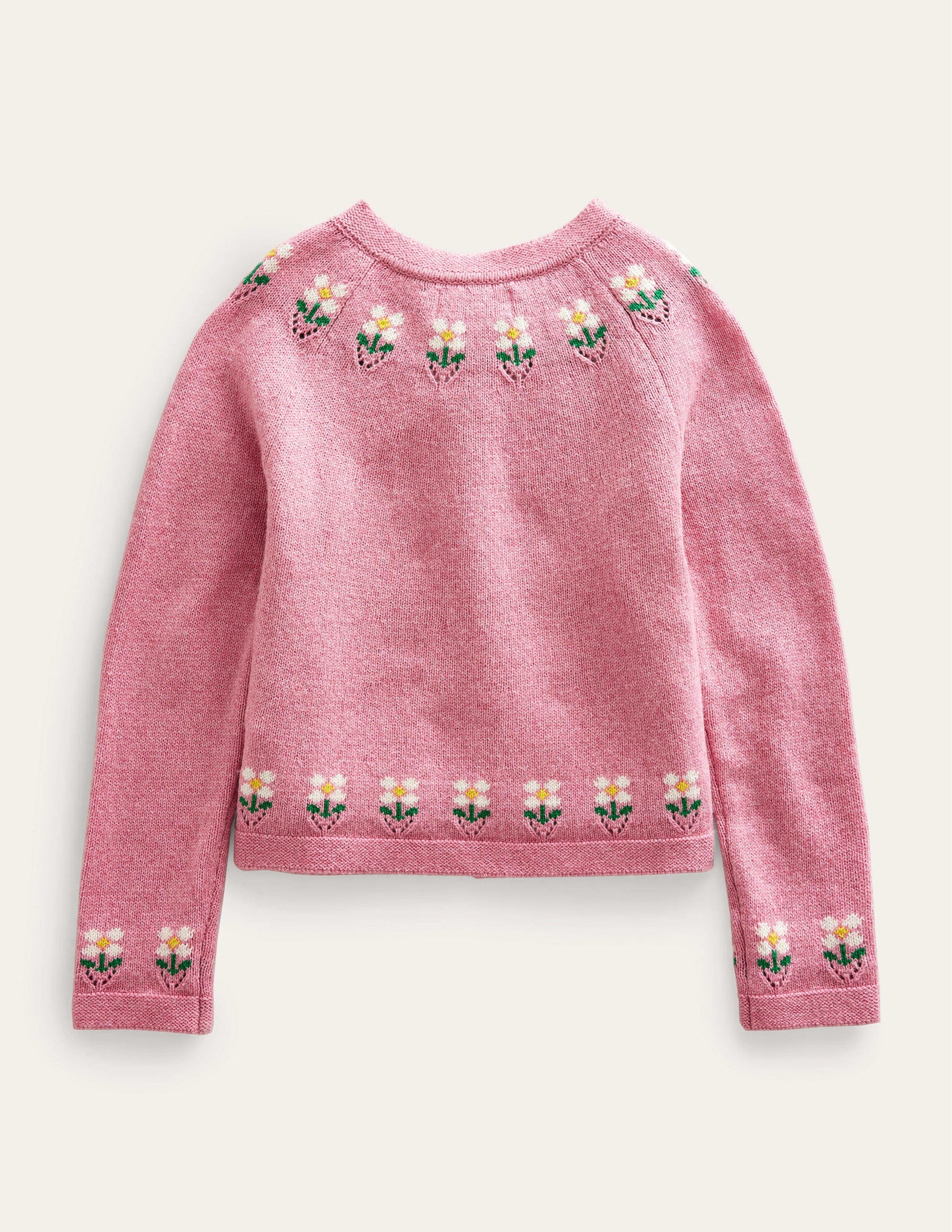 Cardigan mit Blumenstickerei-Mandelblütenrosa Meliert-2