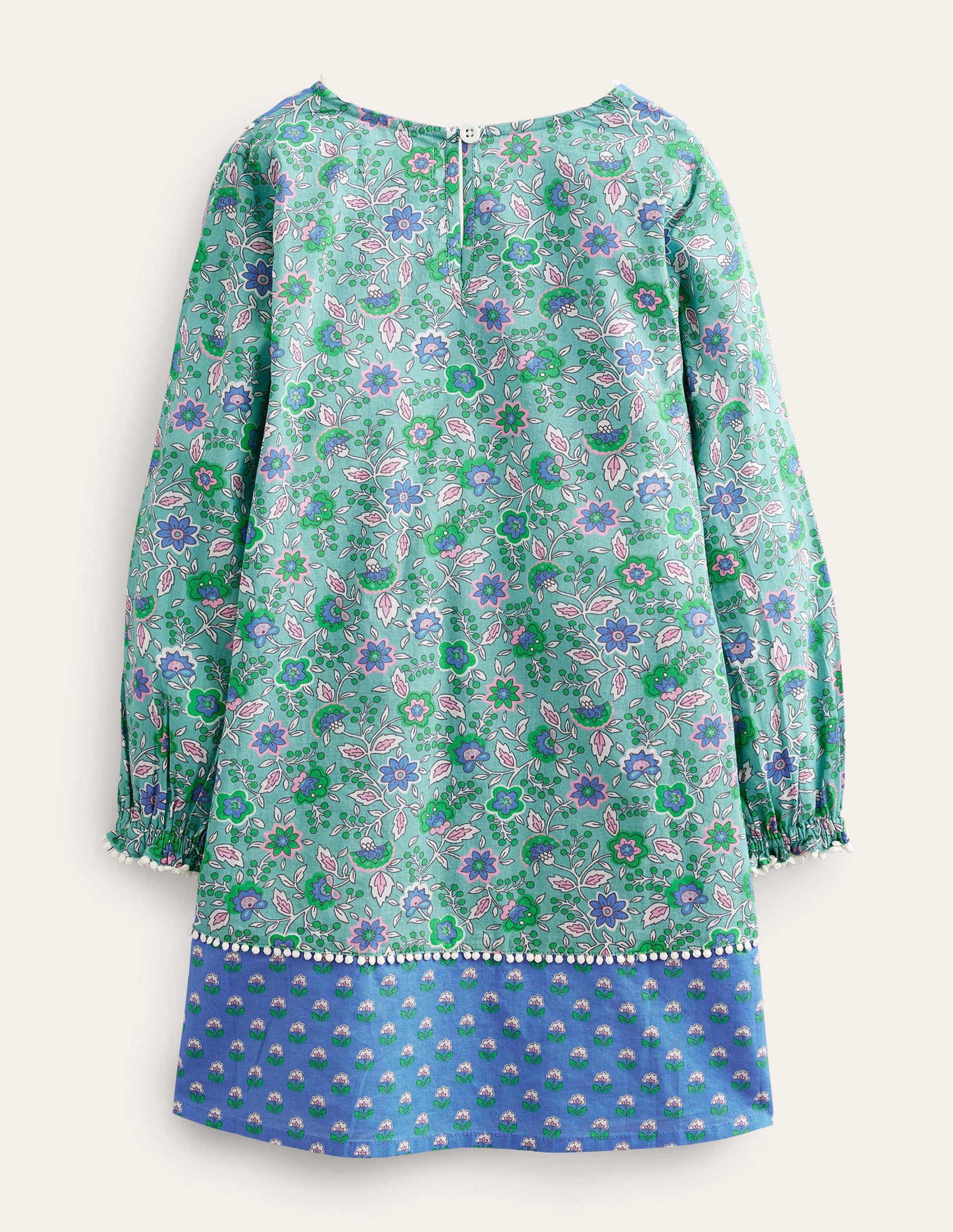 Langärmliger Kaftan mit Muster-Wasserblau, Blumenranken-2