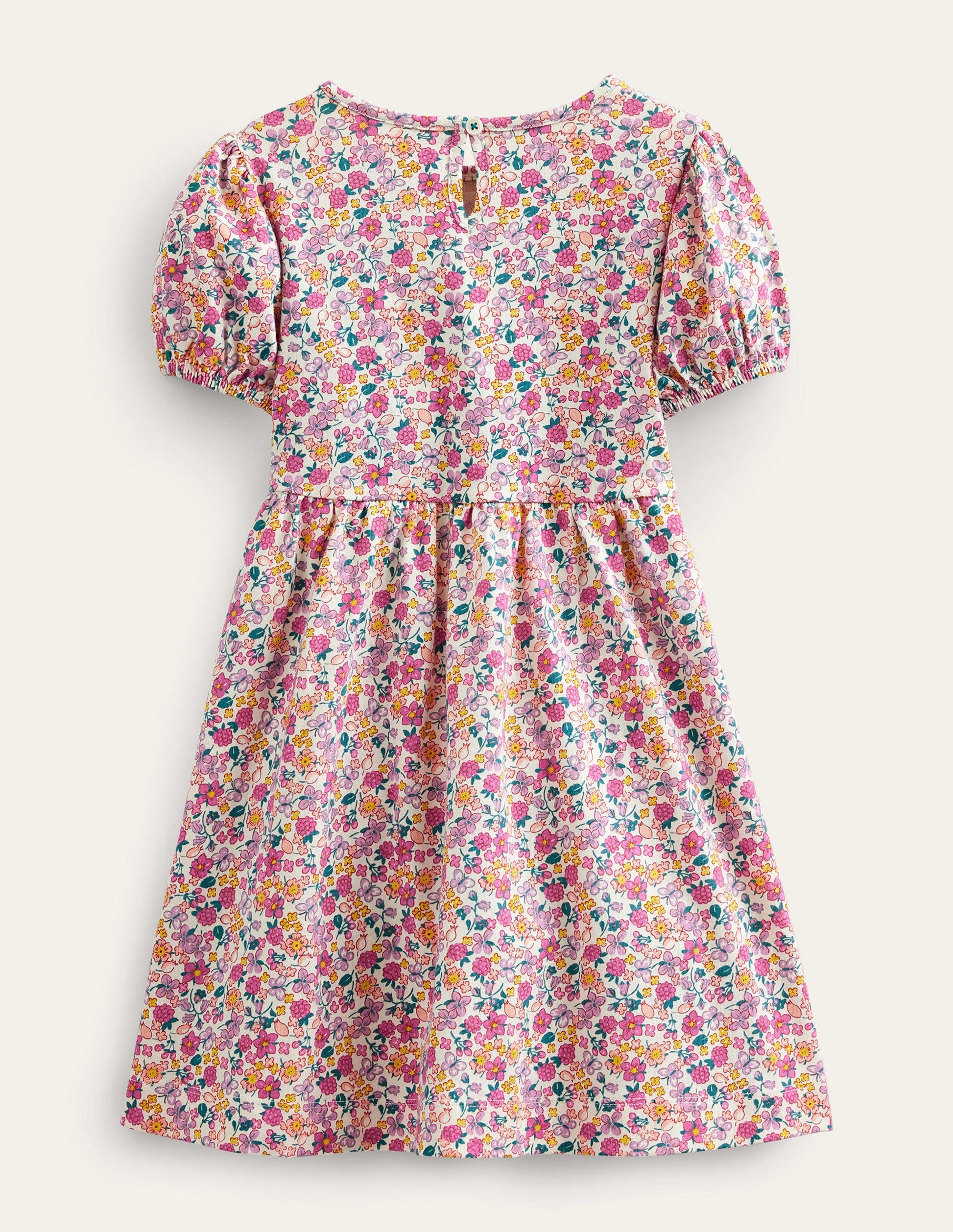 Jerseykleid mit Motiv-Helles Blütenrosa, Schmetterling/Beeren-2