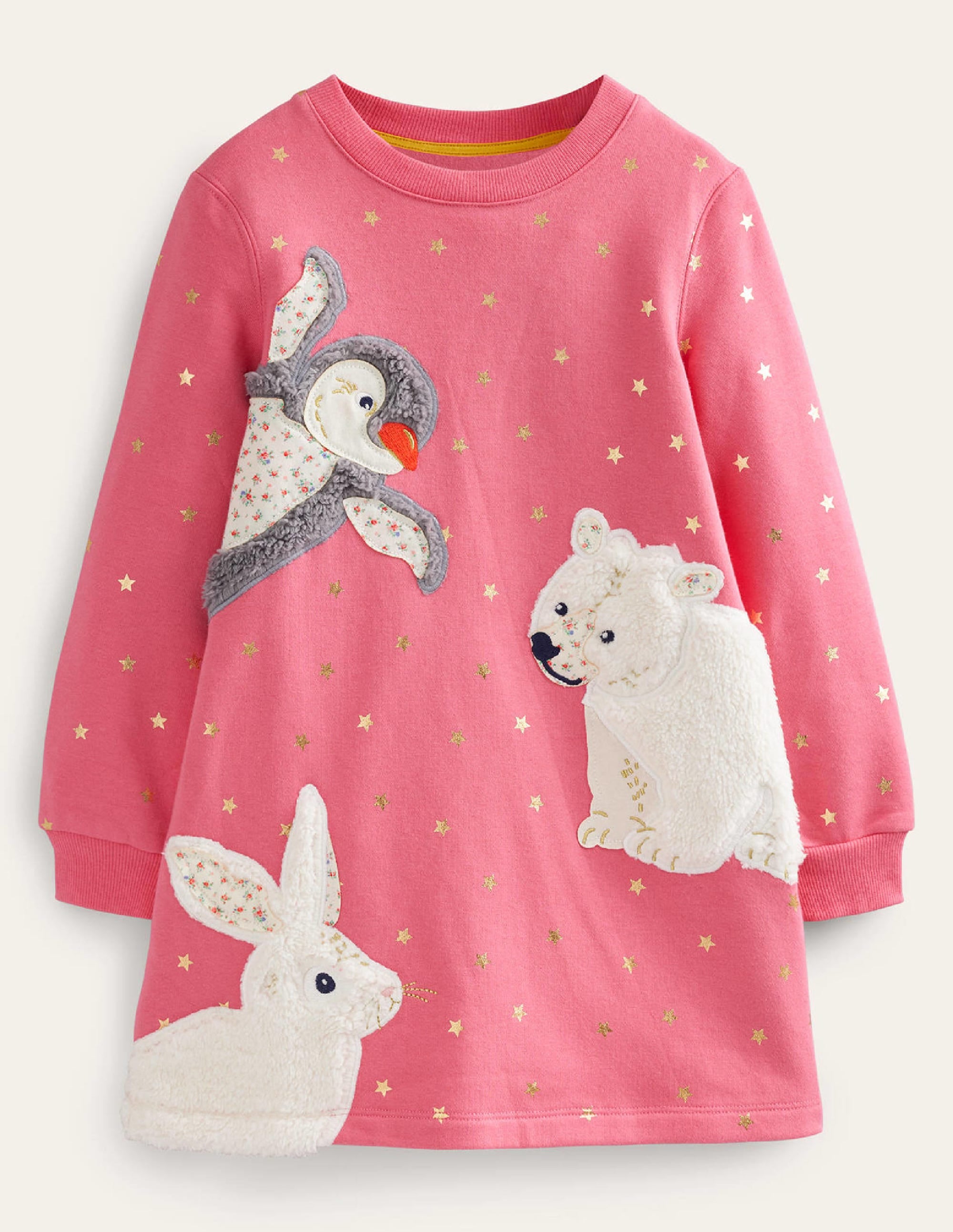 Kuscheliges Sweatshirt-Kleid mit Applikationen-Puderrosa Tiere der Arktis - Image 1