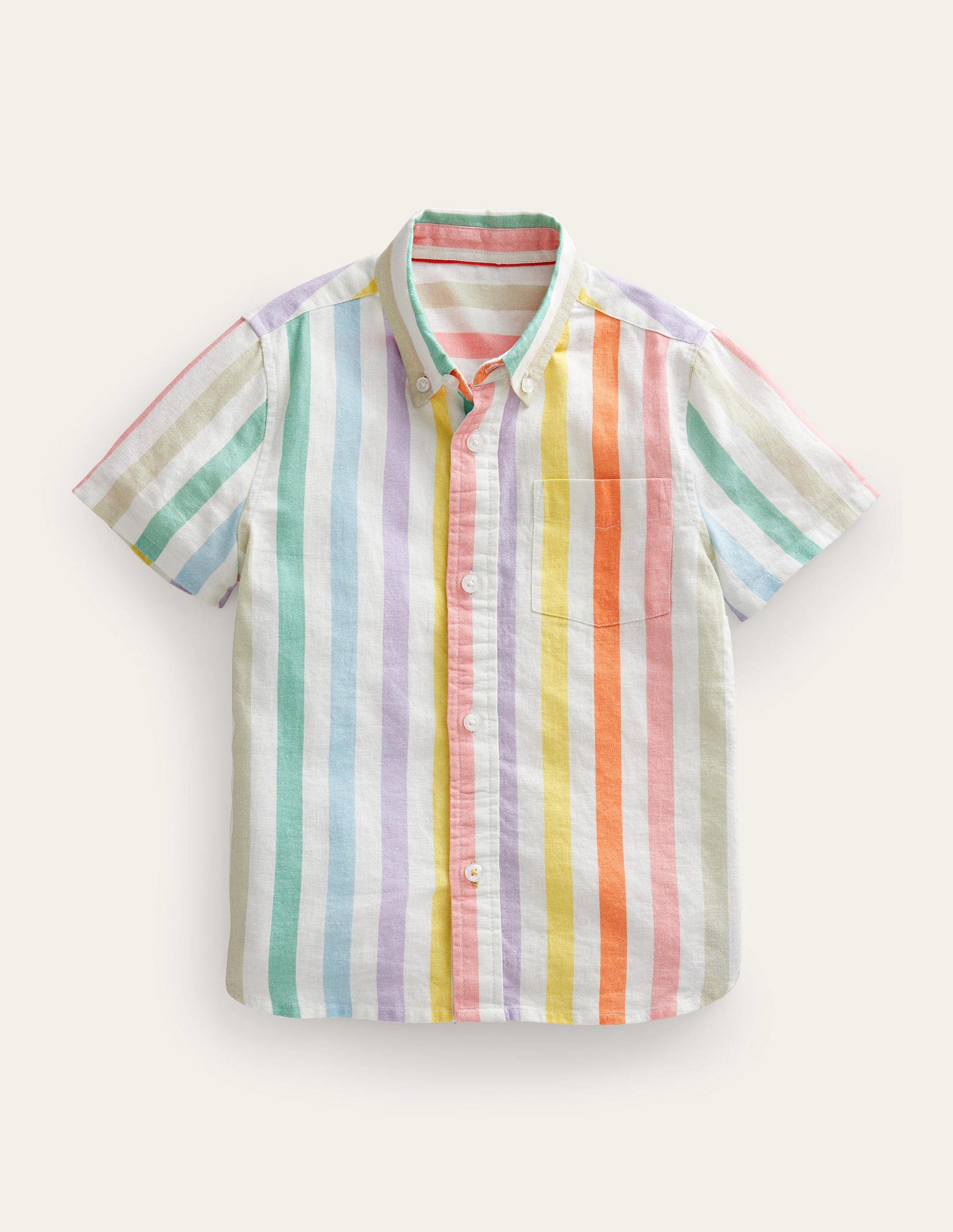 Hemd aus Baumwollleinen-Butterblumengelb/Zultanitgrün, Regenbogenstreifen-1