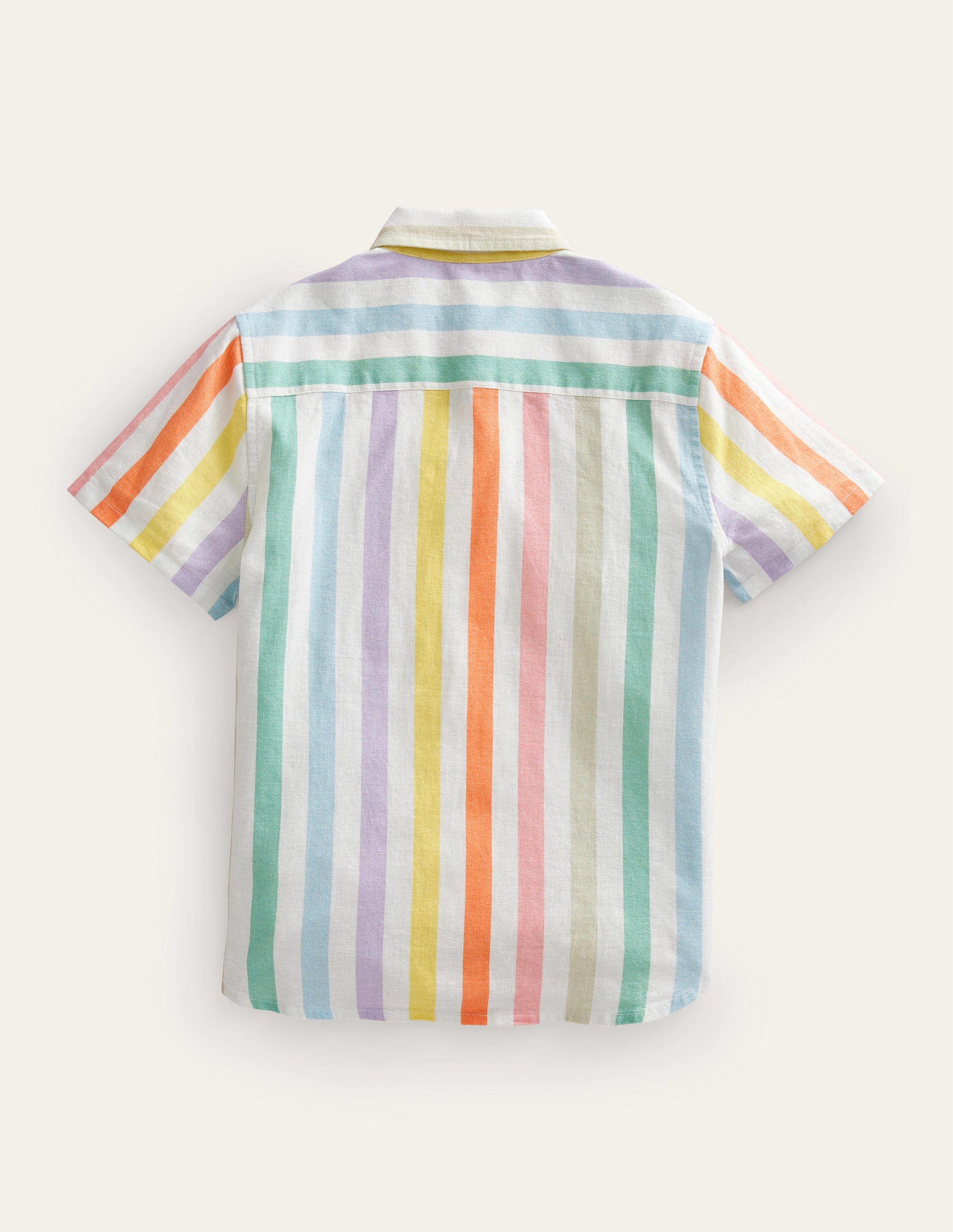 Hemd aus Baumwollleinen-Butterblumengelb/Zultanitgrün, Regenbogenstreifen-2