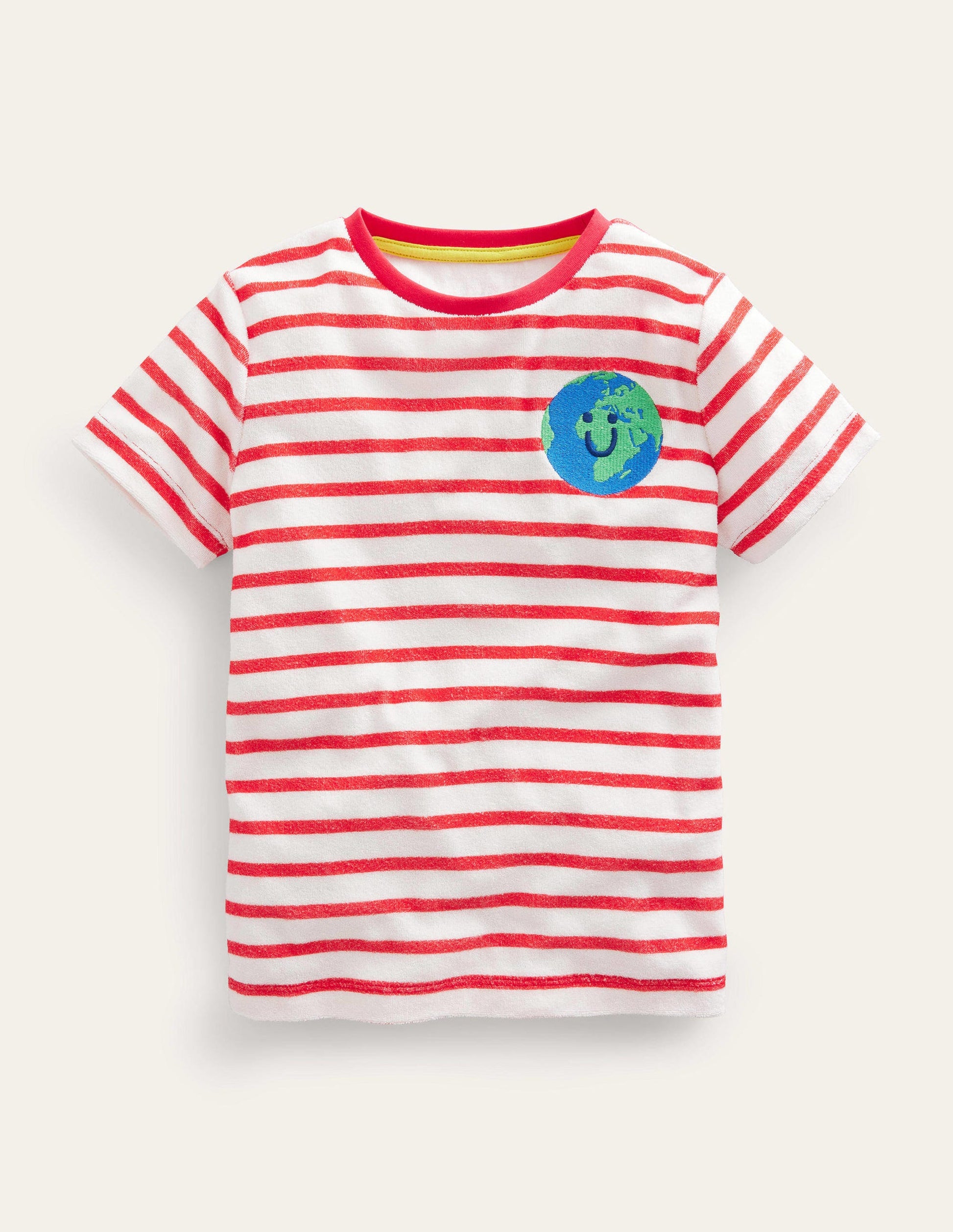 Towelling Logo T-shirt-Ivory/Red-1