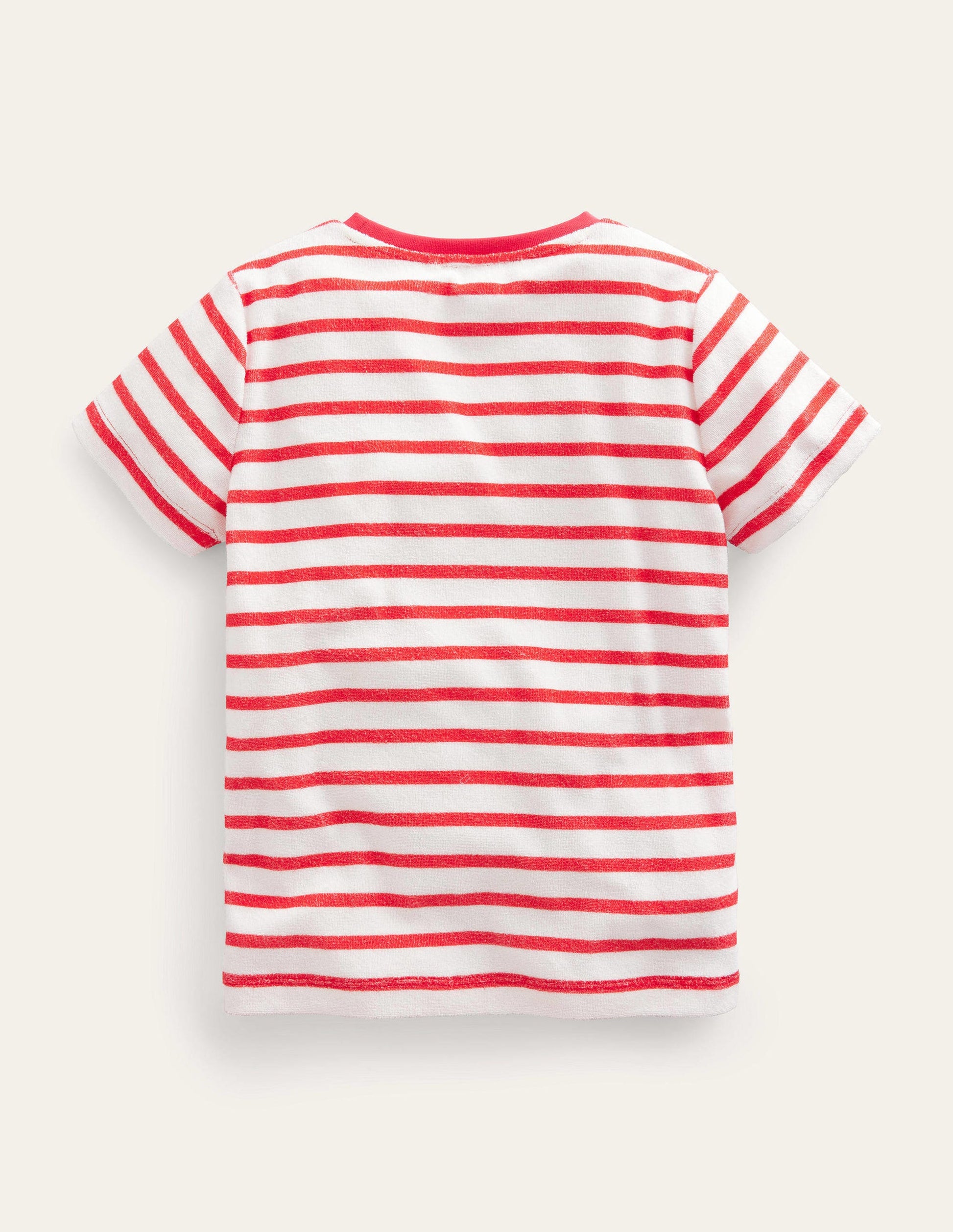 Towelling Logo T-shirt-Ivory/Red-2