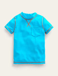 Kurzärmliges Badeshirt-Karibikblau
