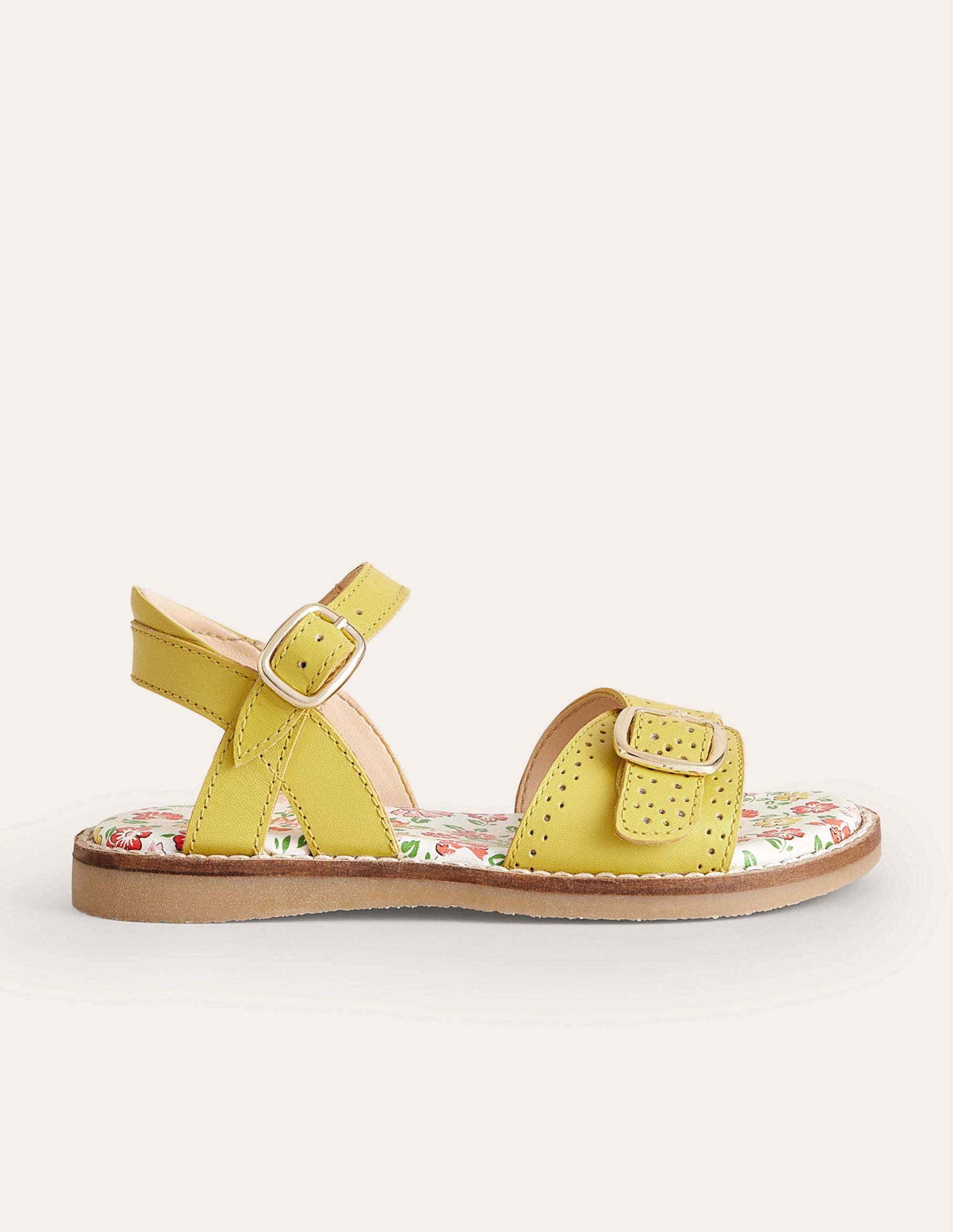 Leather Buckle Sandals-Yellow - Image 1