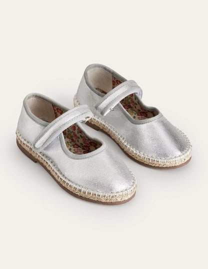 Espadrilles mit Leinenabschlüssen-Metallic-Silber