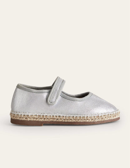 Espadrilles mit Leinenabschlüssen-Metallic-Silber