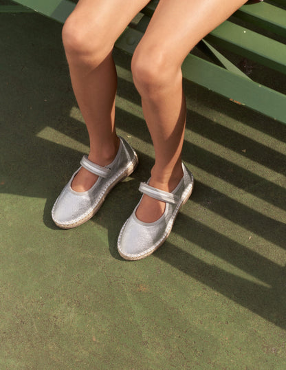 Espadrilles mit Leinenabschlüssen-Metallic-Silber