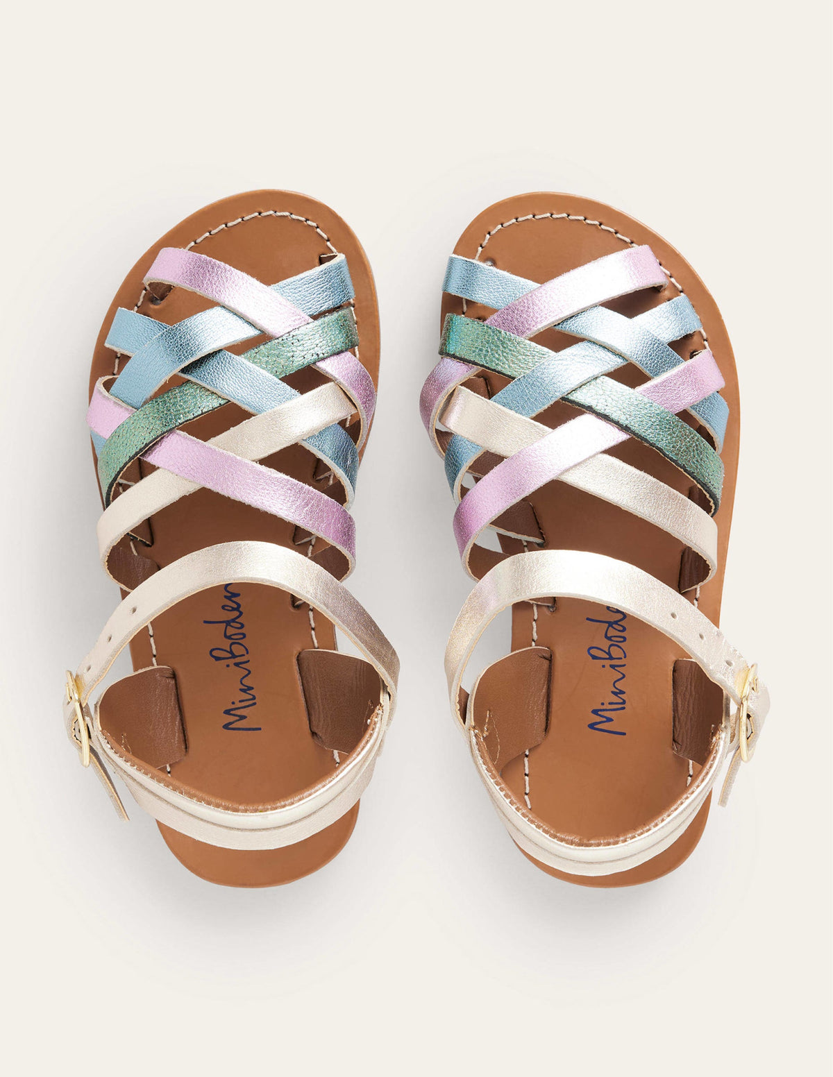Sandalen mit Riemchen-Bunt, Metallic-4
