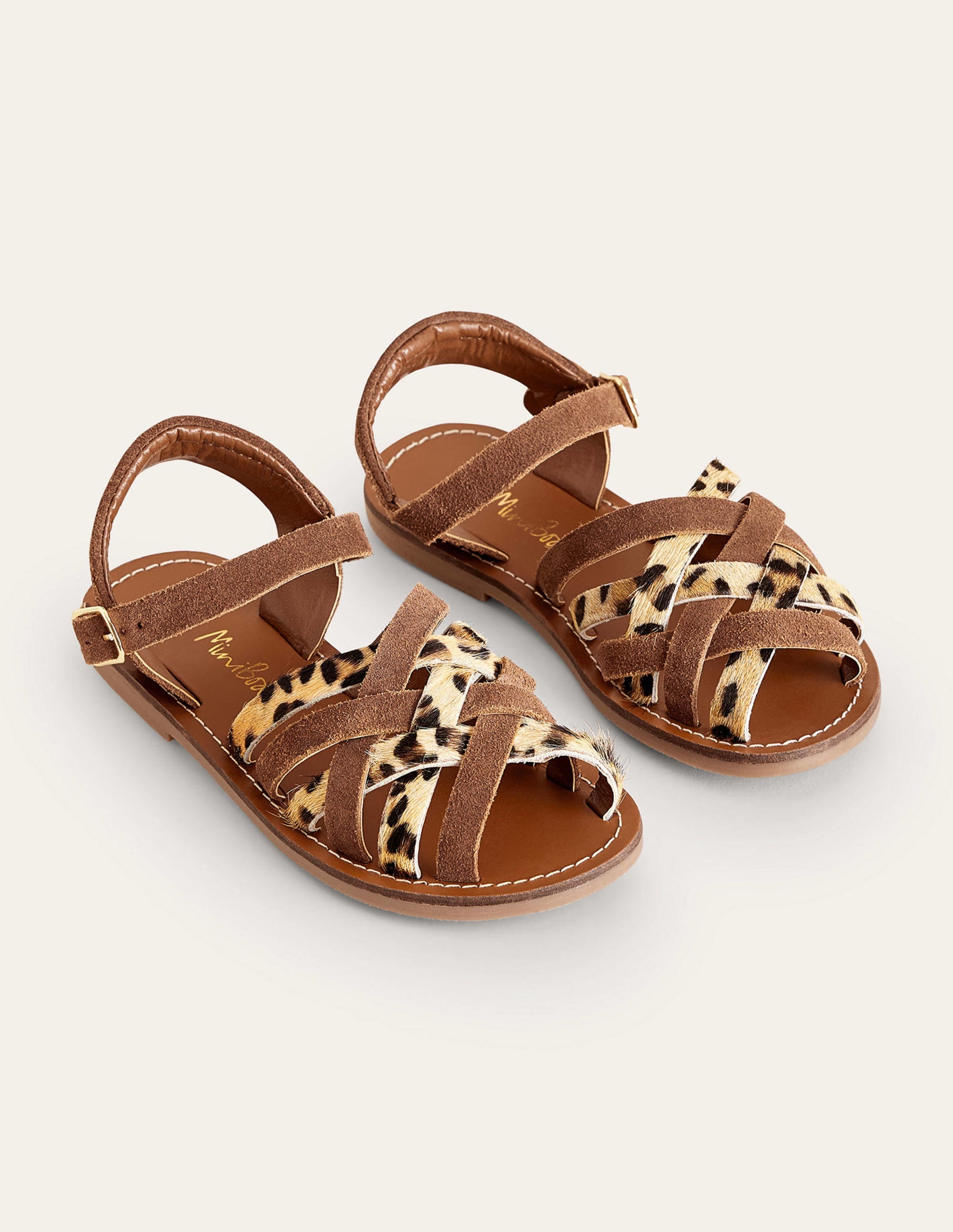 Sandalen mit Riemchen-Braun, Tiermuster - Image 2