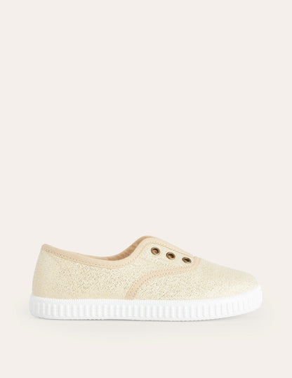 Canvas-Schuhe ohne Schnürsenkel zum Hineinschlüpfen-Gold
