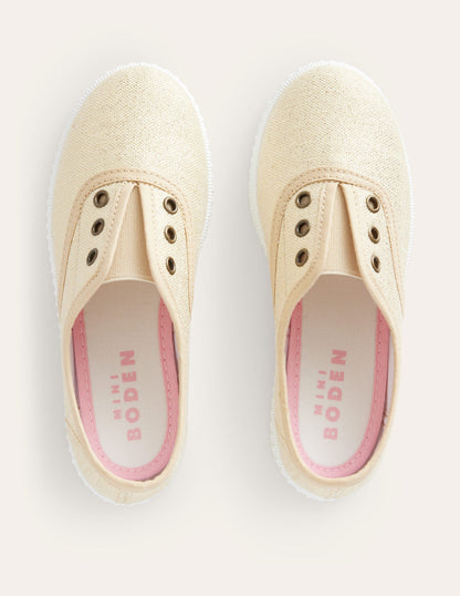 Canvas-Schuhe ohne Schnürsenkel zum Hineinschlüpfen-Gold