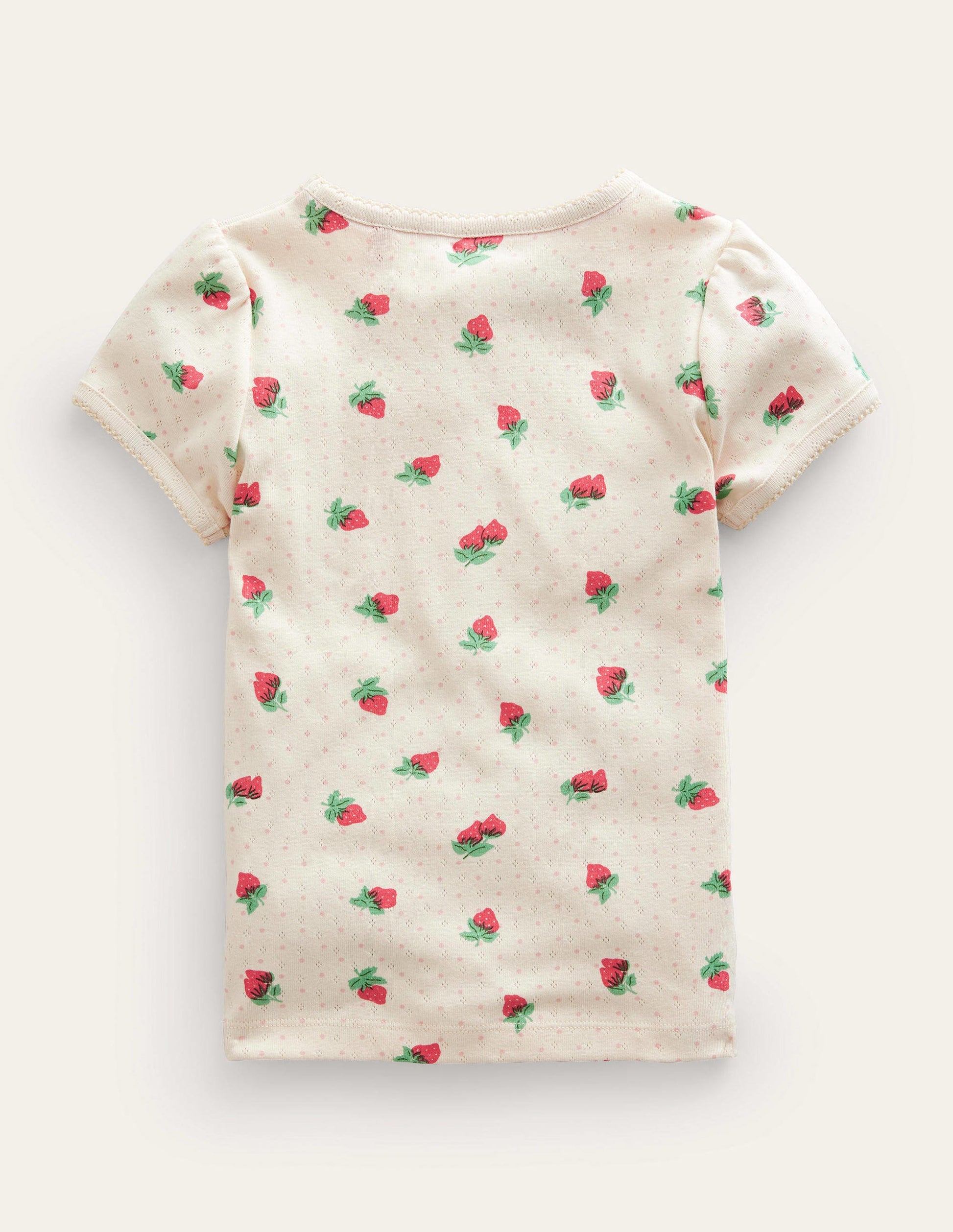 Kurzärmliges Pointelle-Oberteil-Naturweiß, Erdbeeren-2