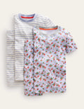 Kurzer Schlafanzug im 2er-Pack-Surfblau, Blumenmuster