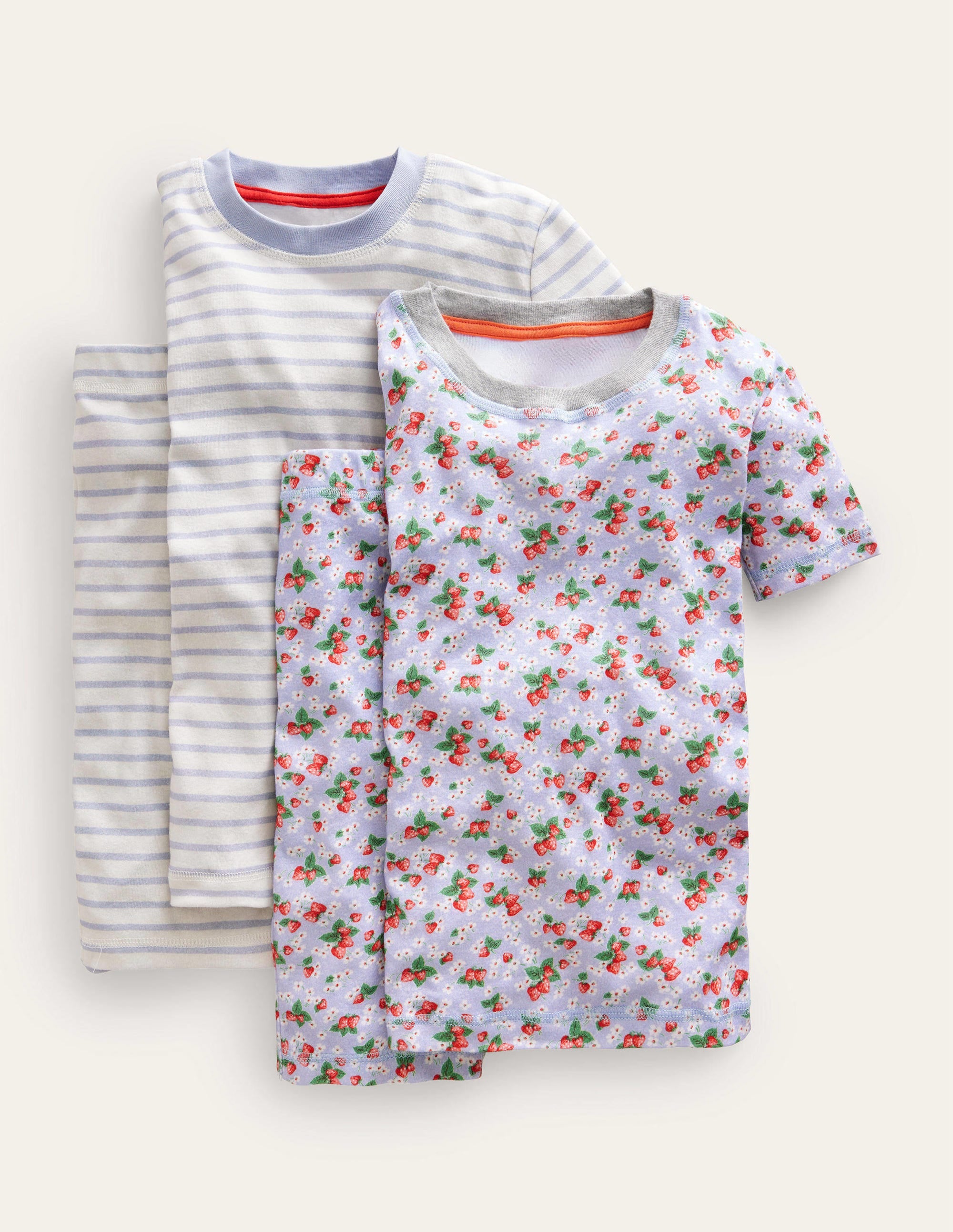 Kurzer Schlafanzug im 2er-Pack-Surfblau, Blumenmuster - Image 1